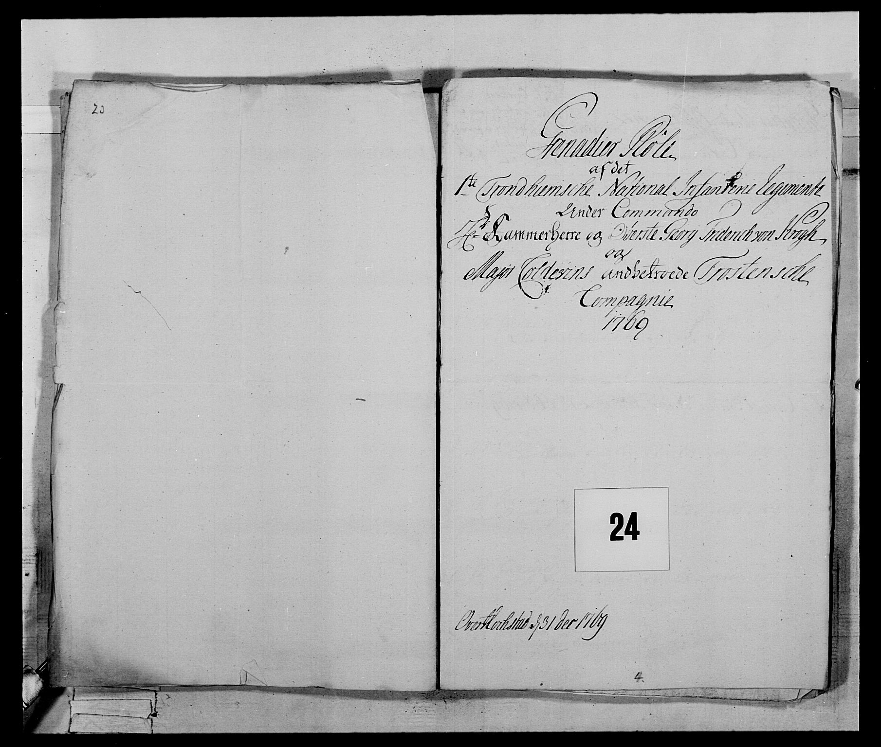 Generalitets- og kommissariatskollegiet, Det kongelige norske kommissariatskollegium, RA/EA-5420/E/Eh/L0070: 1. Trondheimske nasjonale infanteriregiment, 1764-1769, s. 294