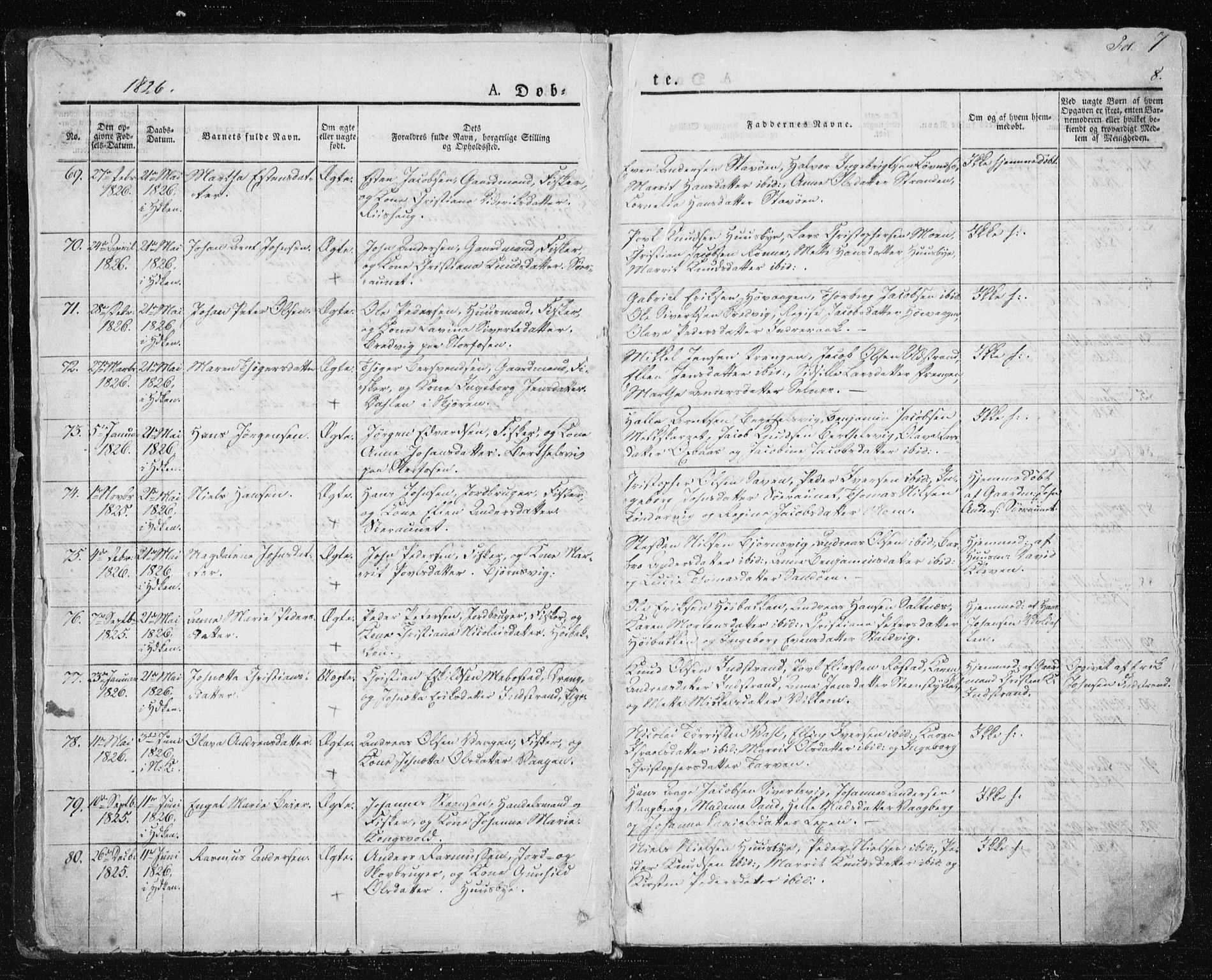 Ministerialprotokoller, klokkerbøker og fødselsregistre - Sør-Trøndelag, SAT/A-1456/659/L0735: Ministerialbok nr. 659A05, 1826-1841, s. 7