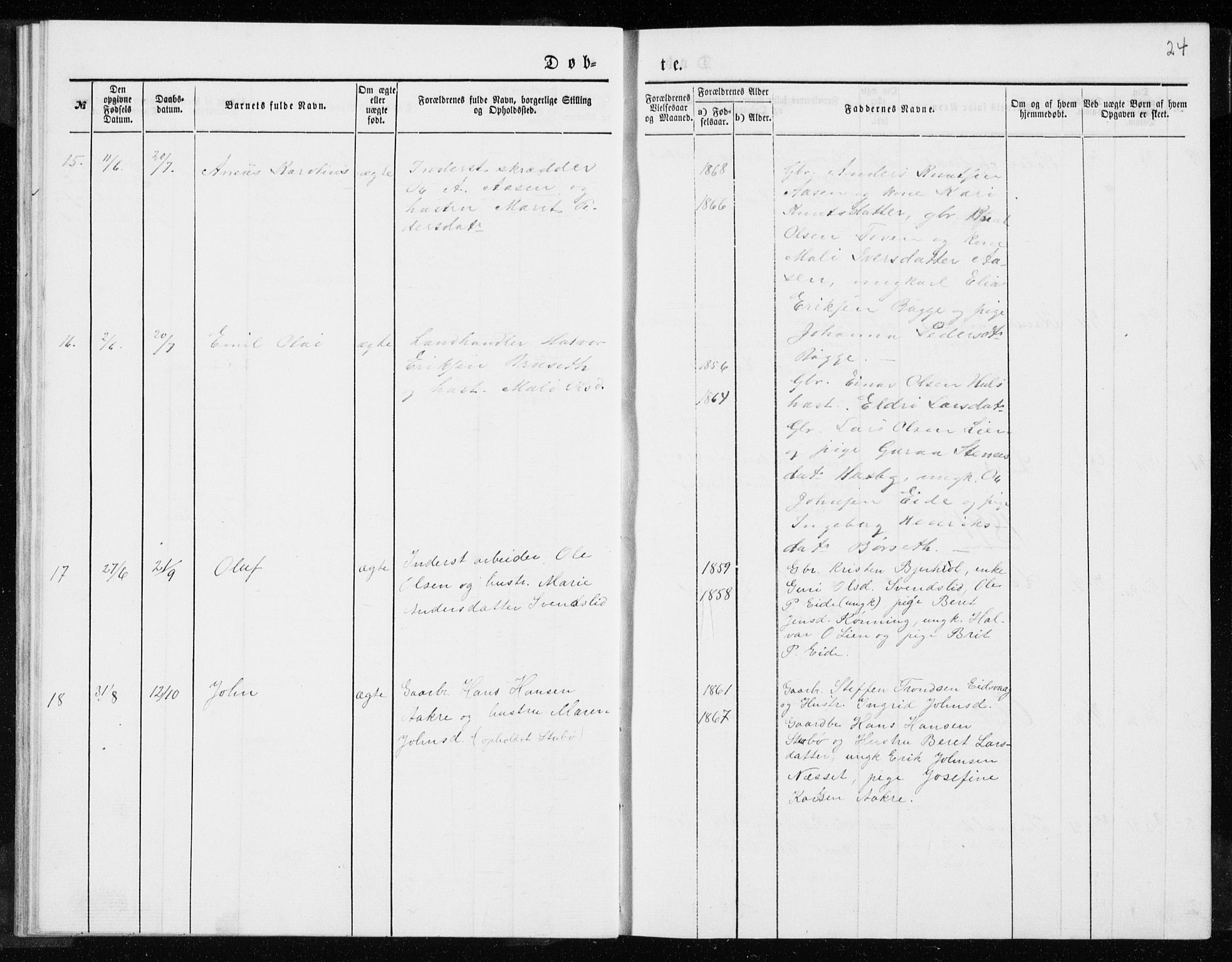 Ministerialprotokoller, klokkerbøker og fødselsregistre - Møre og Romsdal, AV/SAT-A-1454/551/L0631: Klokkerbok nr. 551C03, 1886-1894, s. 24