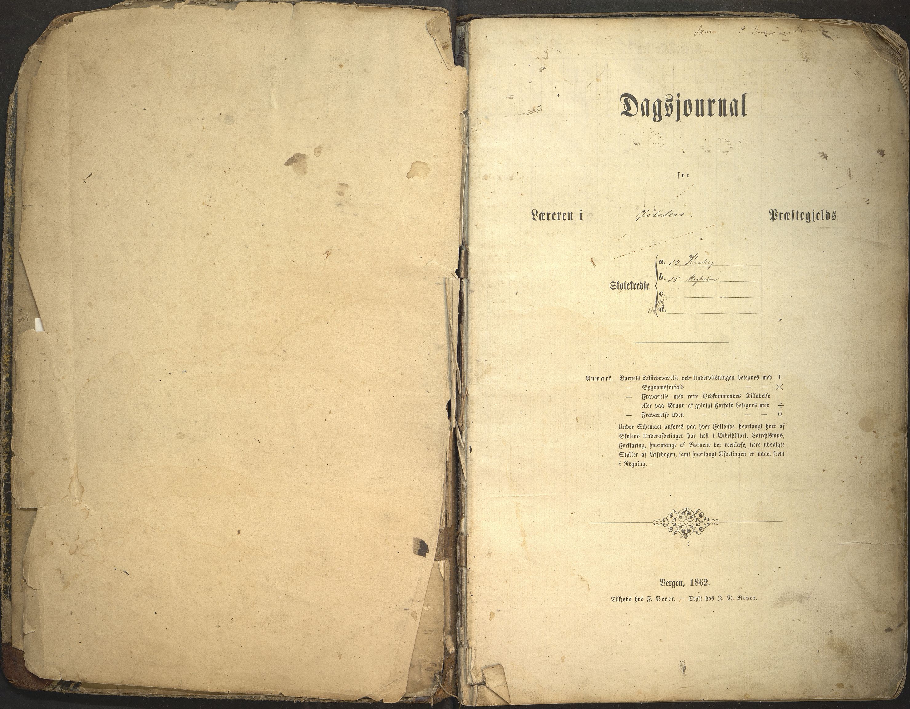 Jølster kommune. Klakegg skule, VLFK/K-14310.520.10/543/L0001: dagsjournal for Klakegg krins, Flatjord krins, Heggheim krins og Aamod krins, 1865-1888