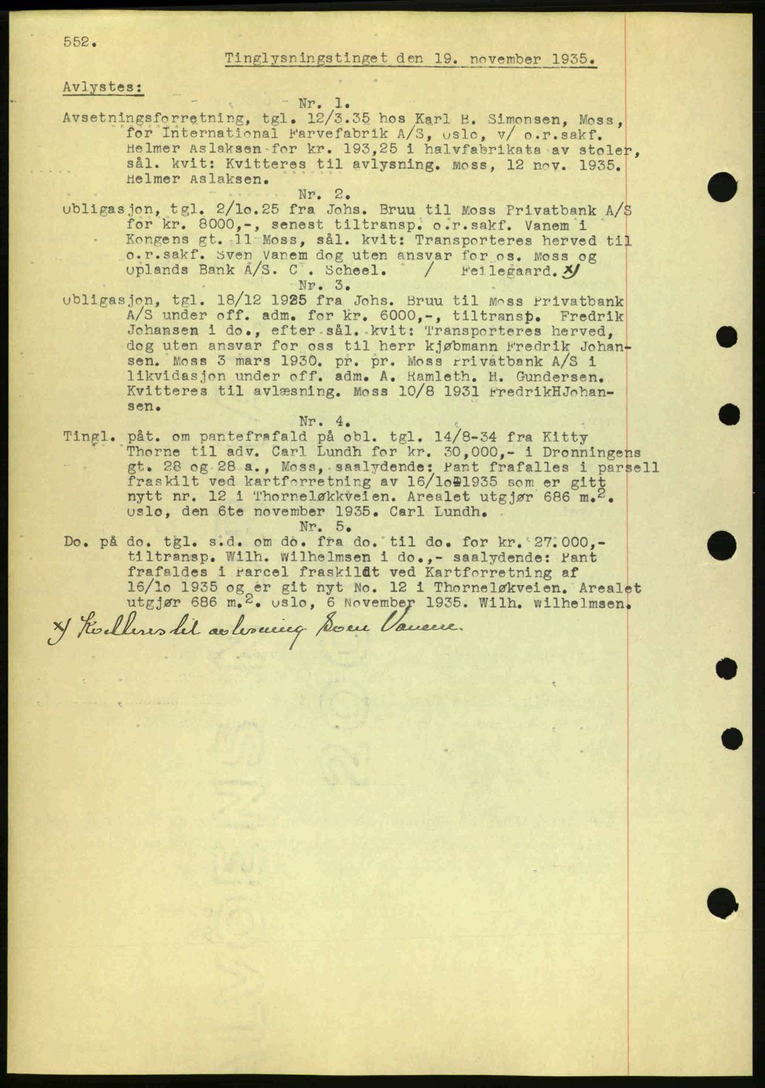 Moss sorenskriveri, SAO/A-10168: Pantebok nr. 45, 1935-1935, Tingl.dato: 19.11.1935