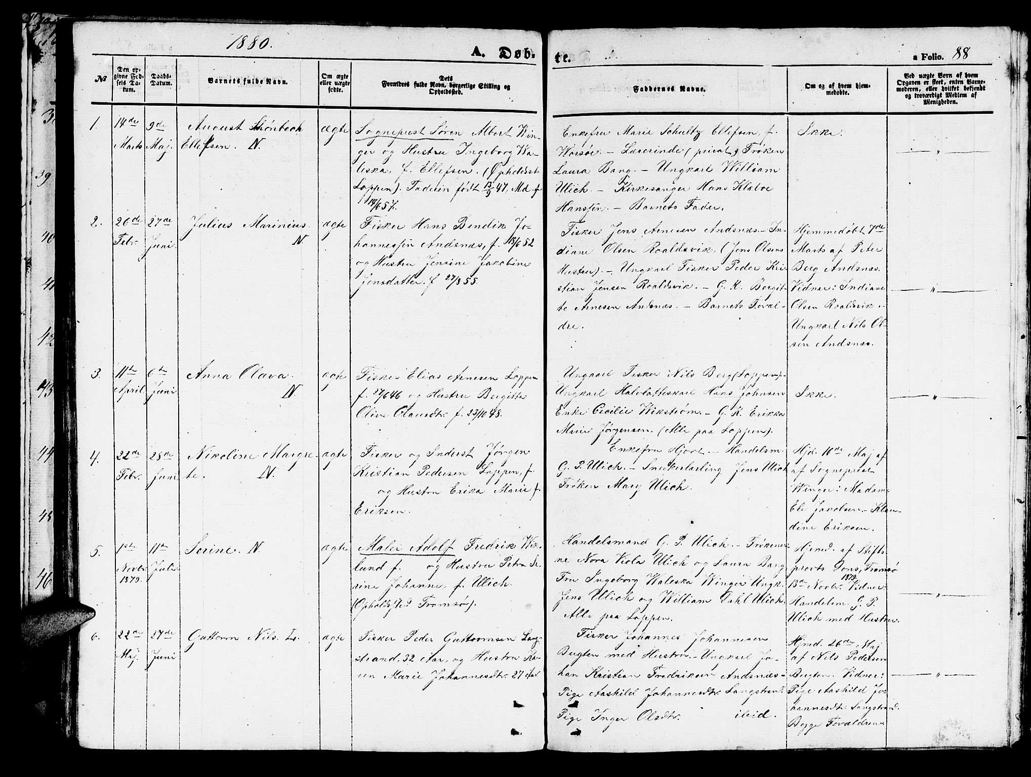 Loppa sokneprestkontor, AV/SATØ-S-1339/H/Hb/L0002klokker: Klokkerbok nr. 2, 1850-1880, s. 88