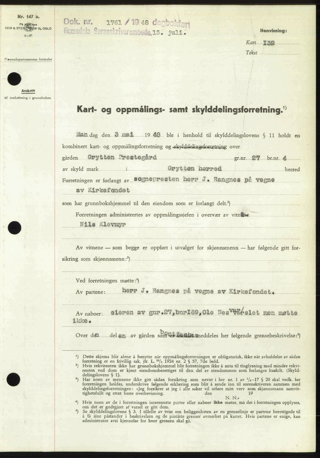 Romsdal sorenskriveri, SAT/A-4149/1/2/2C: Pantebok nr. A26, 1948-1948, Dagboknr: 1761/1948