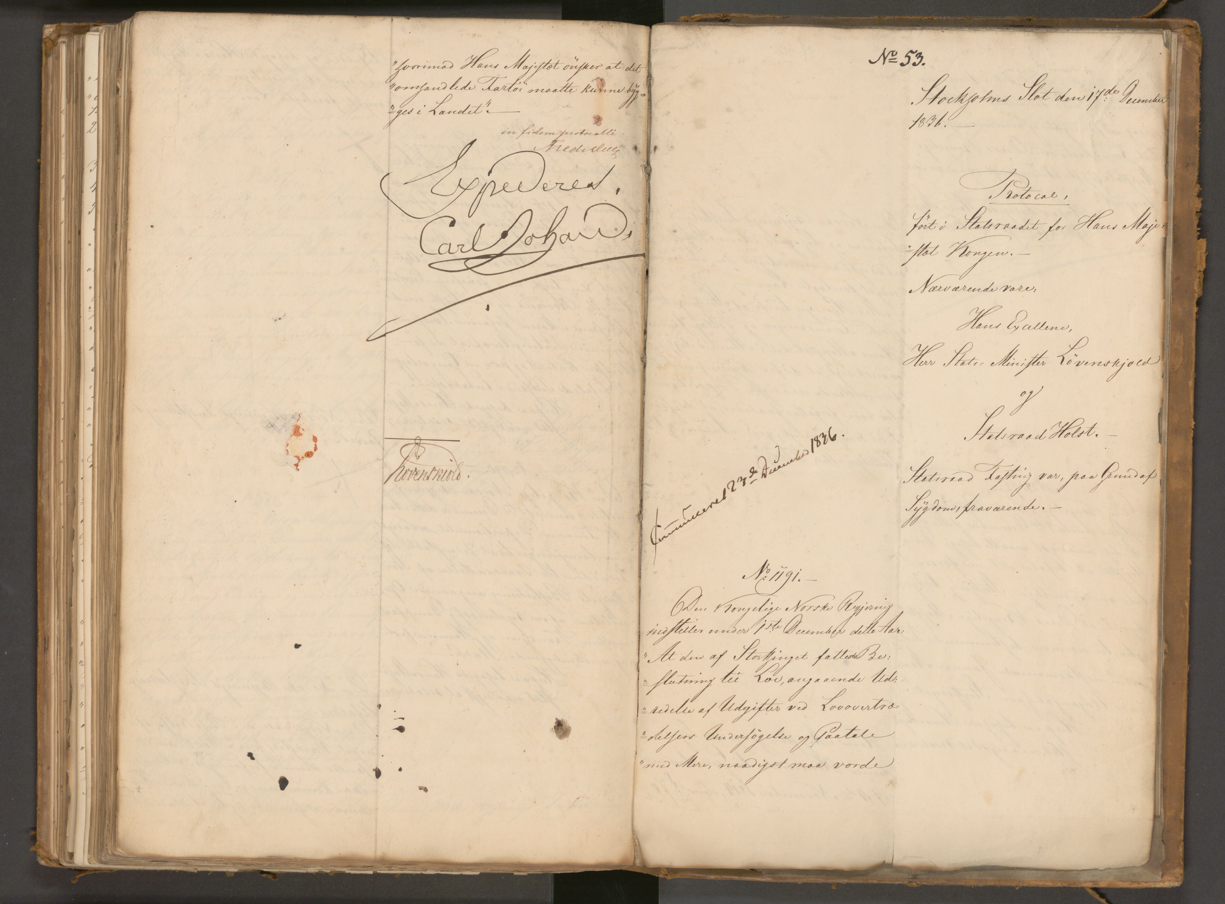 Statsrådssekretariatet, AV/RA-S-1001/A/Ab/L0043: Kgl. res. nr. 632-1192, 2. halvår, 1836