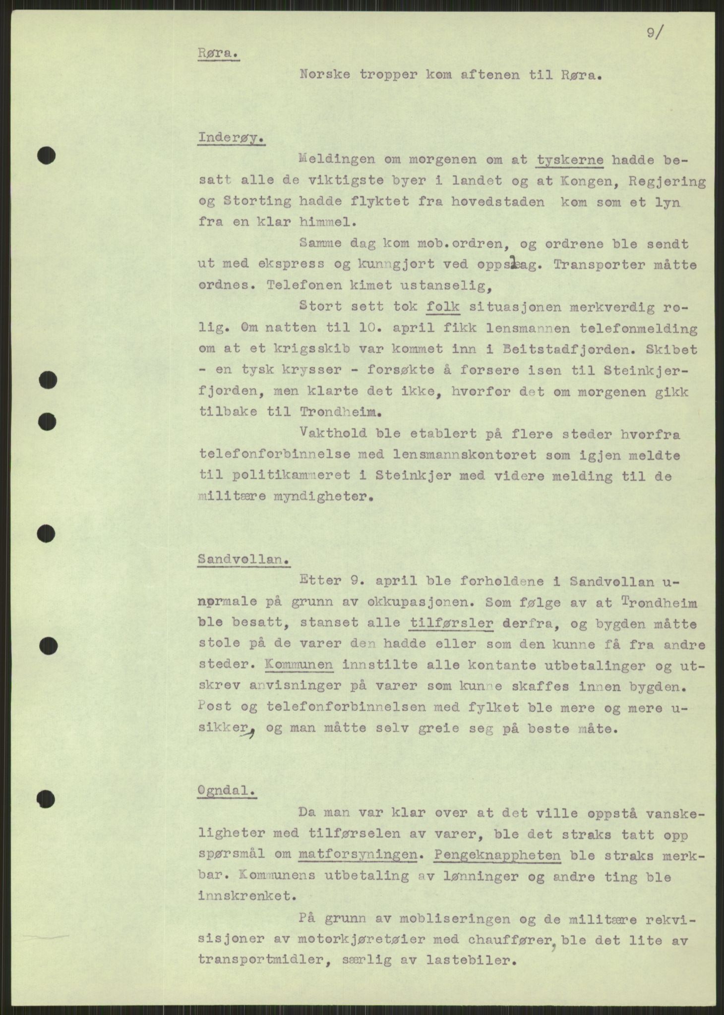 Forsvaret, Forsvarets krigshistoriske avdeling, AV/RA-RAFA-2017/Y/Ya/L0016: II-C-11-31 - Fylkesmenn.  Rapporter om krigsbegivenhetene 1940., 1940, s. 369