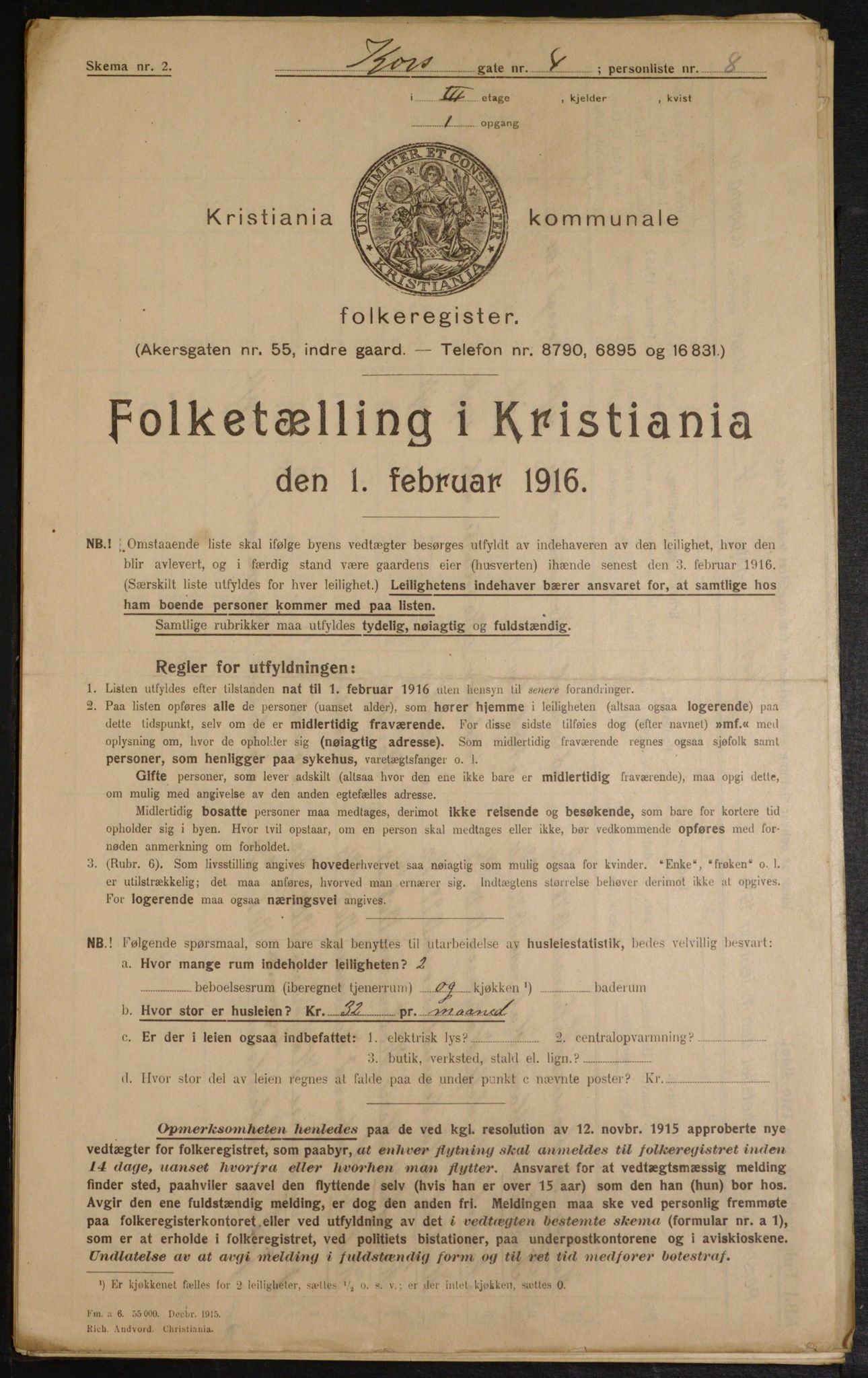 OBA, Kommunal folketelling 1.2.1916 for Kristiania, 1916, s. 54575