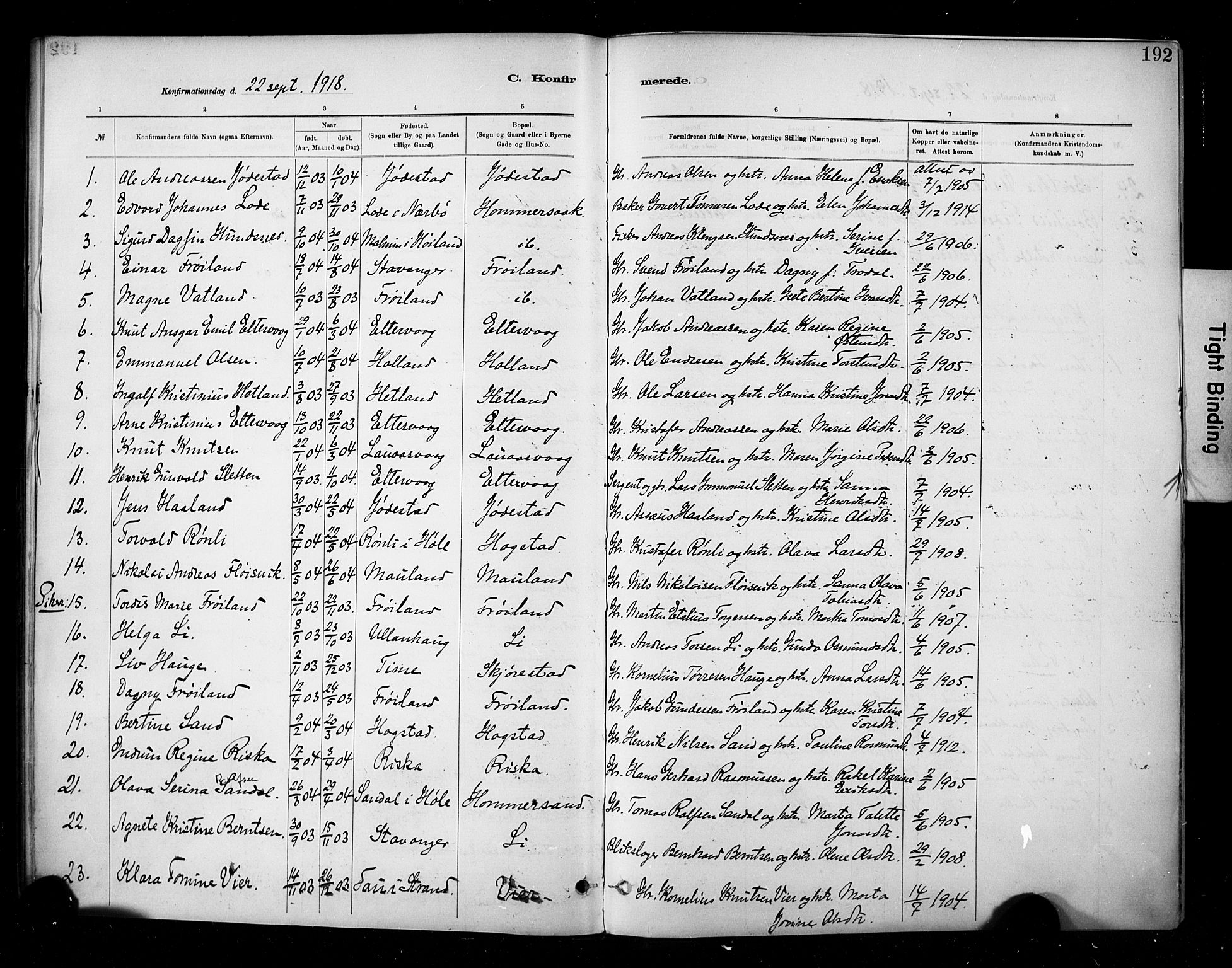 Hetland sokneprestkontor, AV/SAST-A-101826/30/30BA/L0010: Ministerialbok nr. A 10, 1882-1925, s. 192