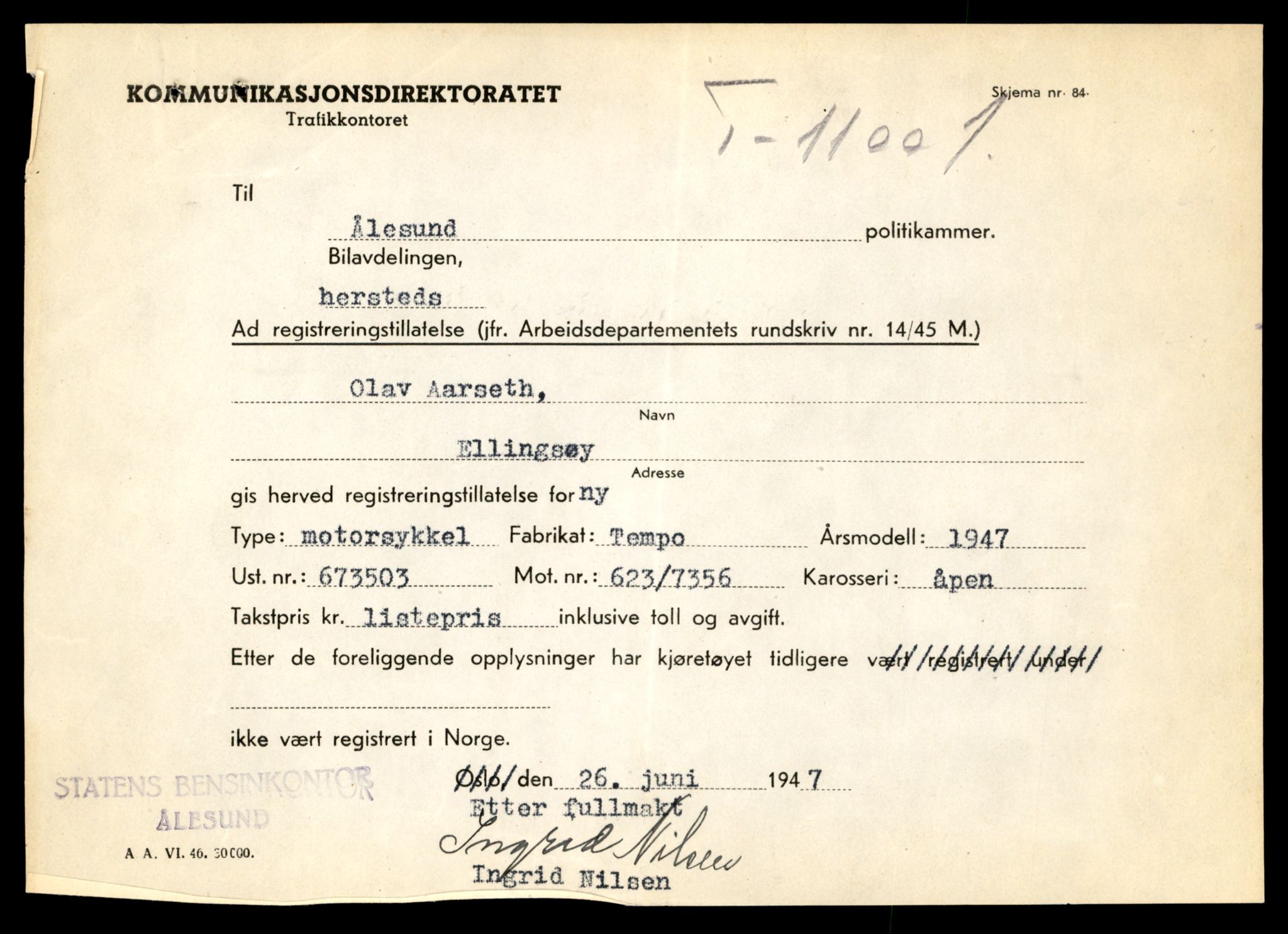 Møre og Romsdal vegkontor - Ålesund trafikkstasjon, SAT/A-4099/F/Fe/L0025: Registreringskort for kjøretøy T 10931 - T 11045, 1927-1998, s. 1929