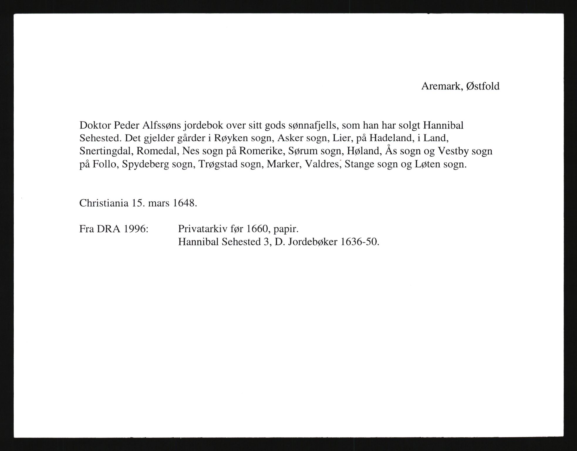 Riksarkivets diplomsamling, AV/RA-EA-5965/F35/F35e/L0002: Registreringssedler Østfold 2, 1300-1900, s. 475