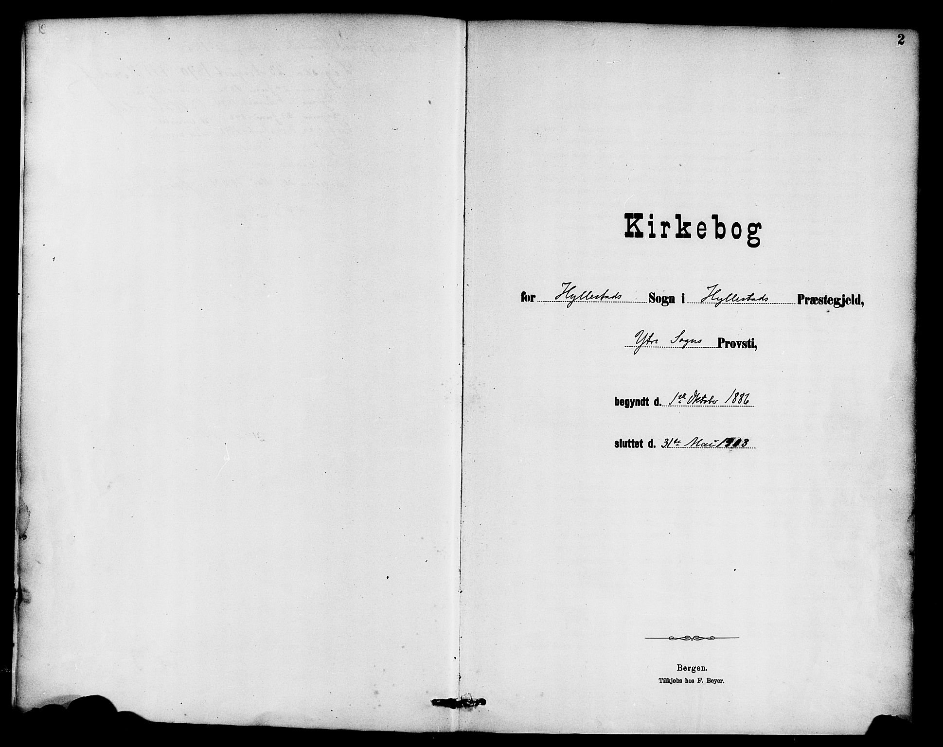 Hyllestad sokneprestembete, SAB/A-80401: Ministerialbok nr. B 1, 1886-1904, s. 2