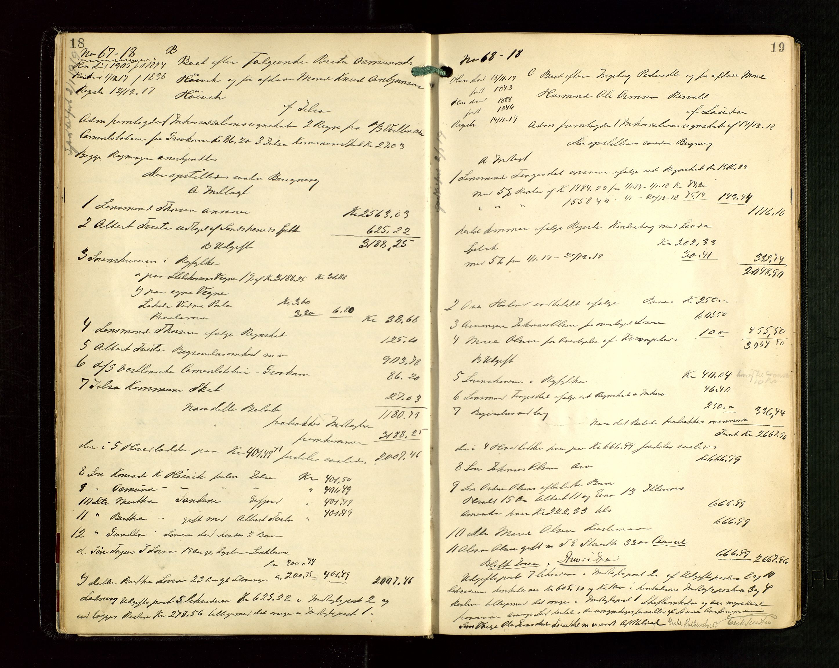 Ryfylke tingrett, SAST/A-100055/001/IV/IVG/L0005: Skifteudlodningsprotokoll Med register, 1918-1924, s. 18-19