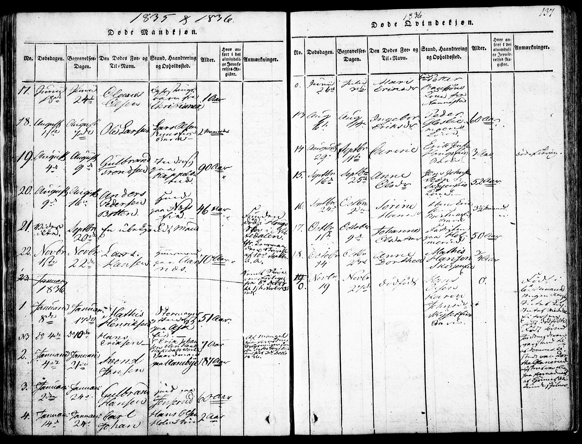 Nittedal prestekontor Kirkebøker, SAO/A-10365a/F/Fa/L0003: Ministerialbok nr. I 3, 1814-1836, s. 137