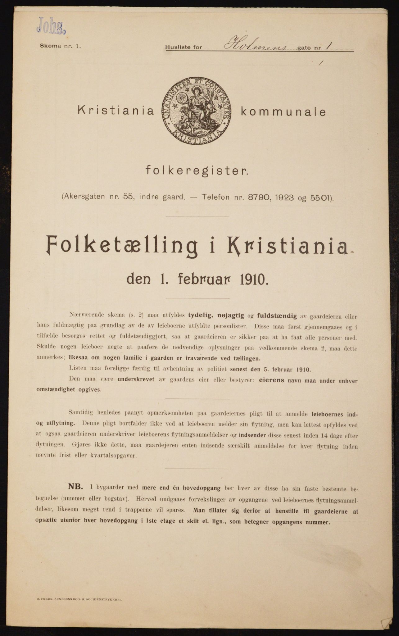 OBA, Kommunal folketelling 1.2.1910 for Kristiania, 1910, s. 40045