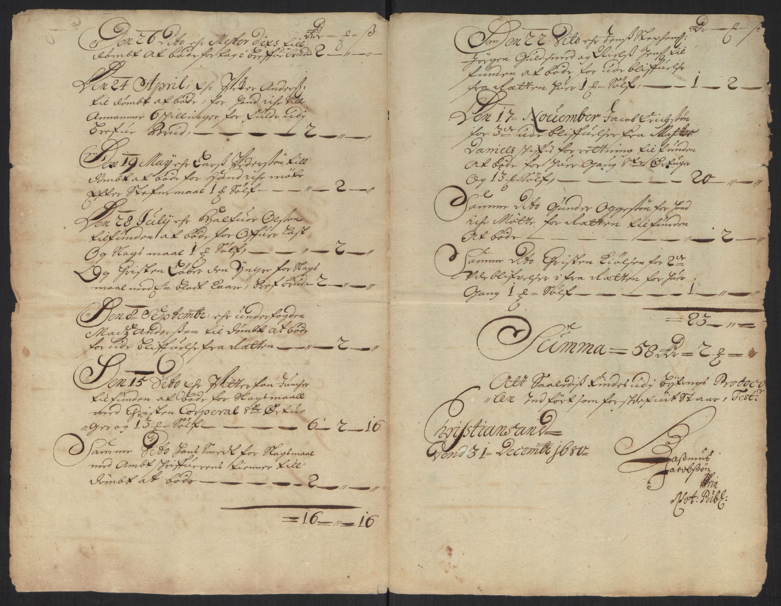 Rentekammeret inntil 1814, Reviderte regnskaper, Byregnskaper, AV/RA-EA-4066/R/Rm/L0284: [M17] Sikt og sakefall, 1658-1680, s. 100