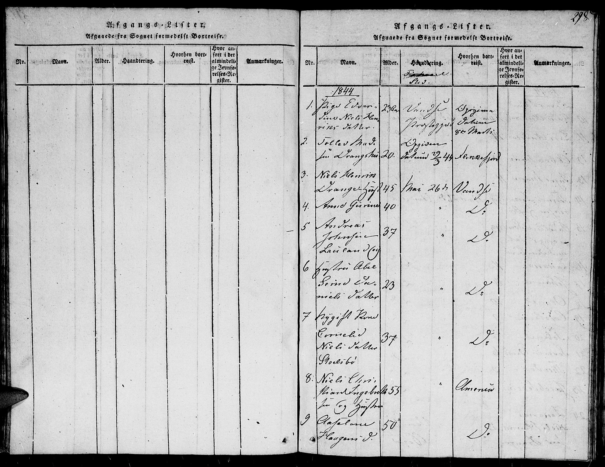 Herad sokneprestkontor, AV/SAK-1111-0018/F/Fb/Fba/L0001: Klokkerbok nr. B 1, 1815-1852, s. 298