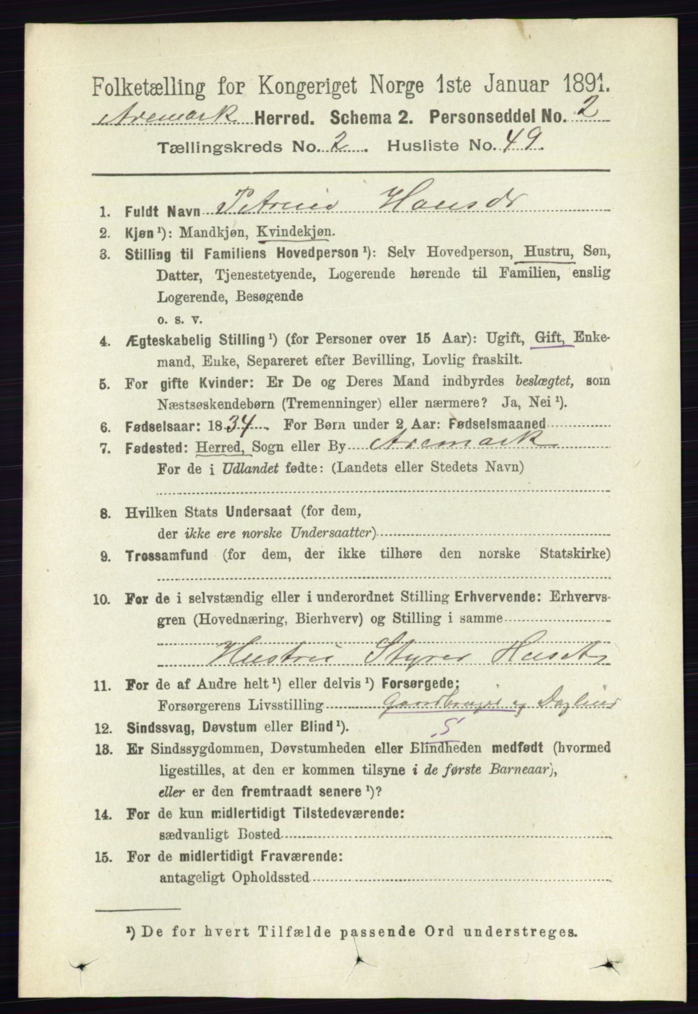 RA, Folketelling 1891 for 0118 Aremark herred, 1891, s. 1139