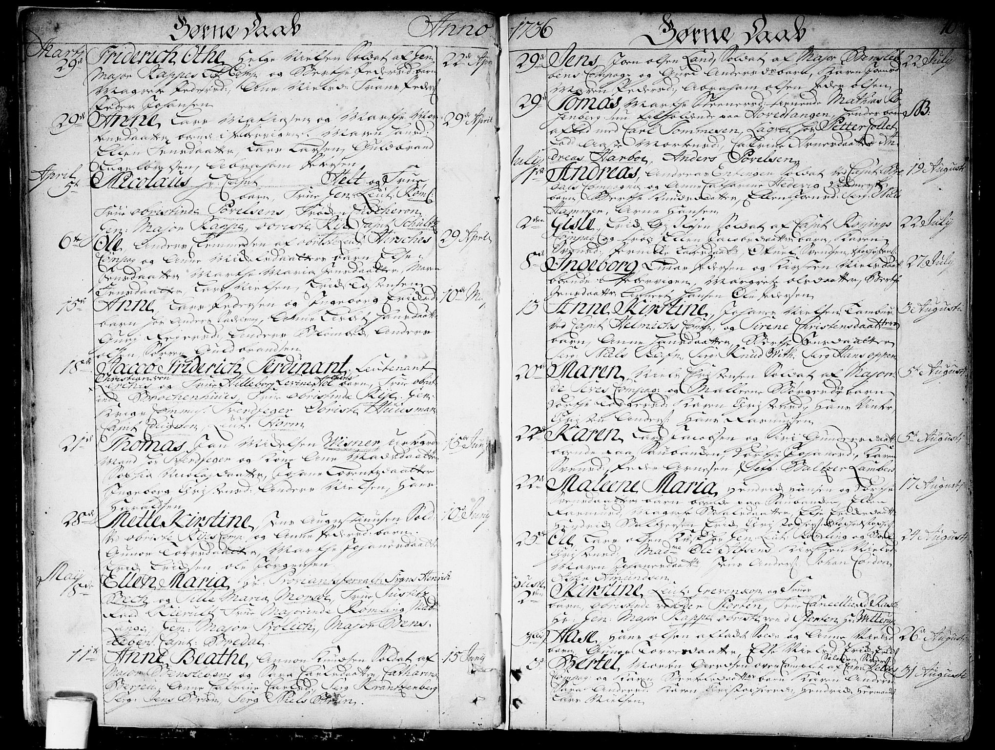 Garnisonsmenigheten Kirkebøker, SAO/A-10846/F/Fa/L0001: Ministerialbok nr. 1, 1734-1756, s. 10