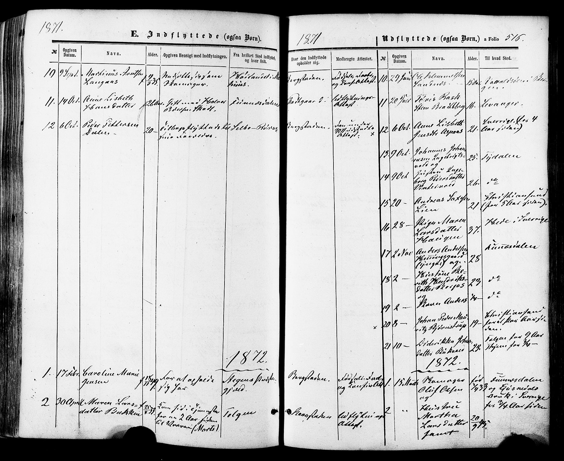 Ministerialprotokoller, klokkerbøker og fødselsregistre - Sør-Trøndelag, SAT/A-1456/681/L0932: Ministerialbok nr. 681A10, 1860-1878, s. 516