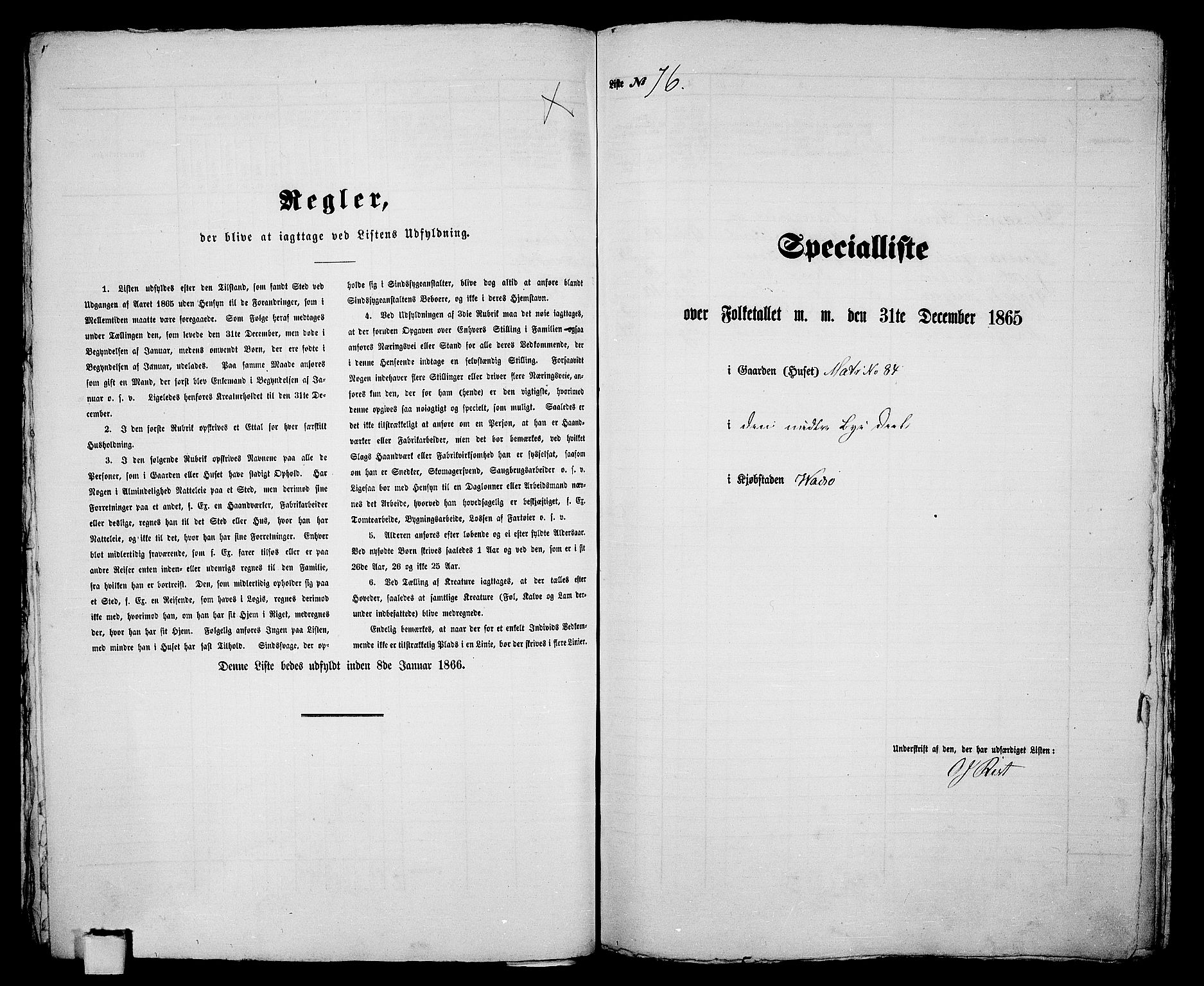 RA, Folketelling 1865 for 2003B Vadsø prestegjeld, Vadsø kjøpstad, 1865, s. 157