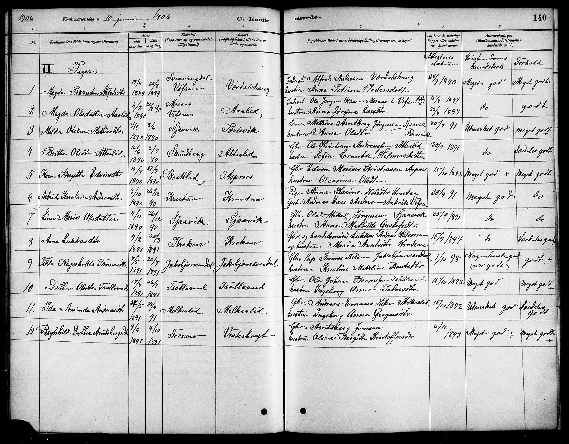 Ministerialprotokoller, klokkerbøker og fødselsregistre - Nordland, AV/SAT-A-1459/823/L0330: Klokkerbok nr. 823C02, 1879-1916, s. 140