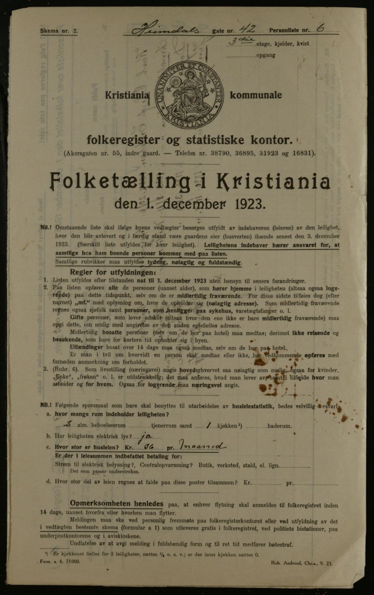 OBA, Kommunal folketelling 1.12.1923 for Kristiania, 1923, s. 42170