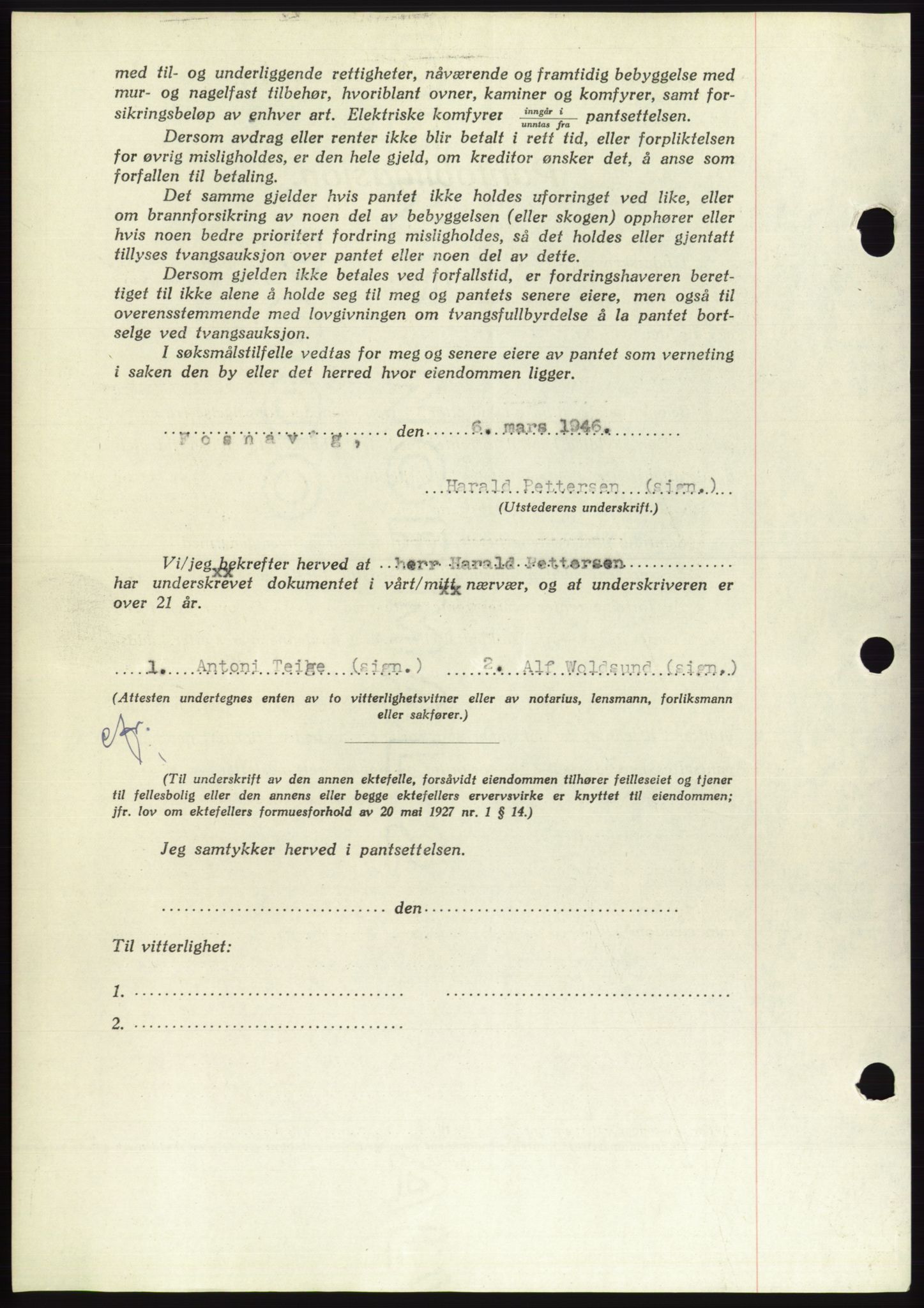 Søre Sunnmøre sorenskriveri, AV/SAT-A-4122/1/2/2C/L0114: Pantebok nr. 1-2B, 1943-1947, Dagboknr: 203/1946