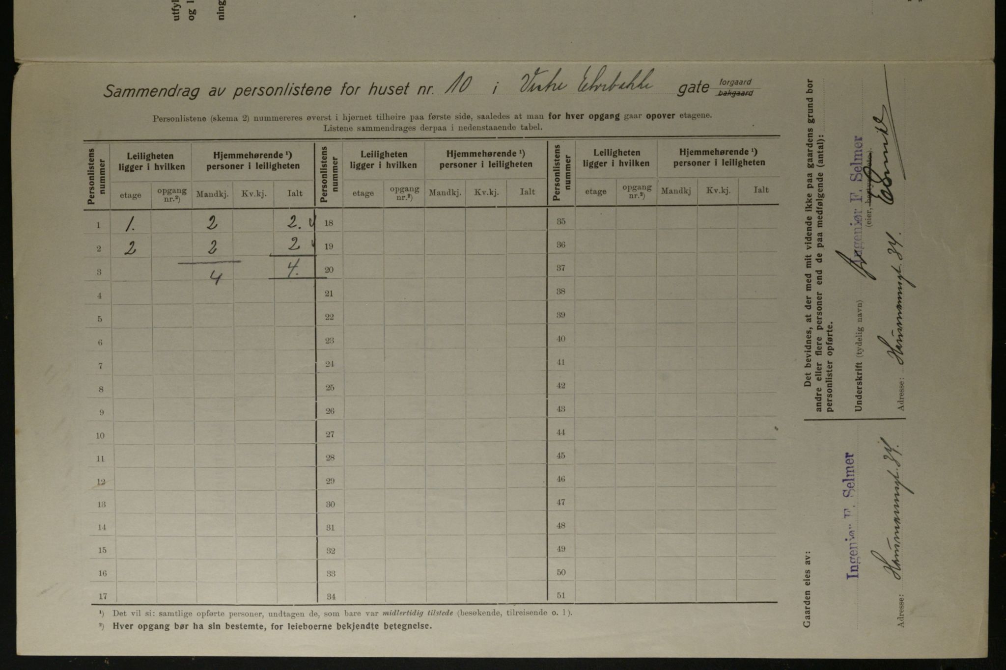 OBA, Kommunal folketelling 1.12.1923 for Kristiania, 1923, s. 135307