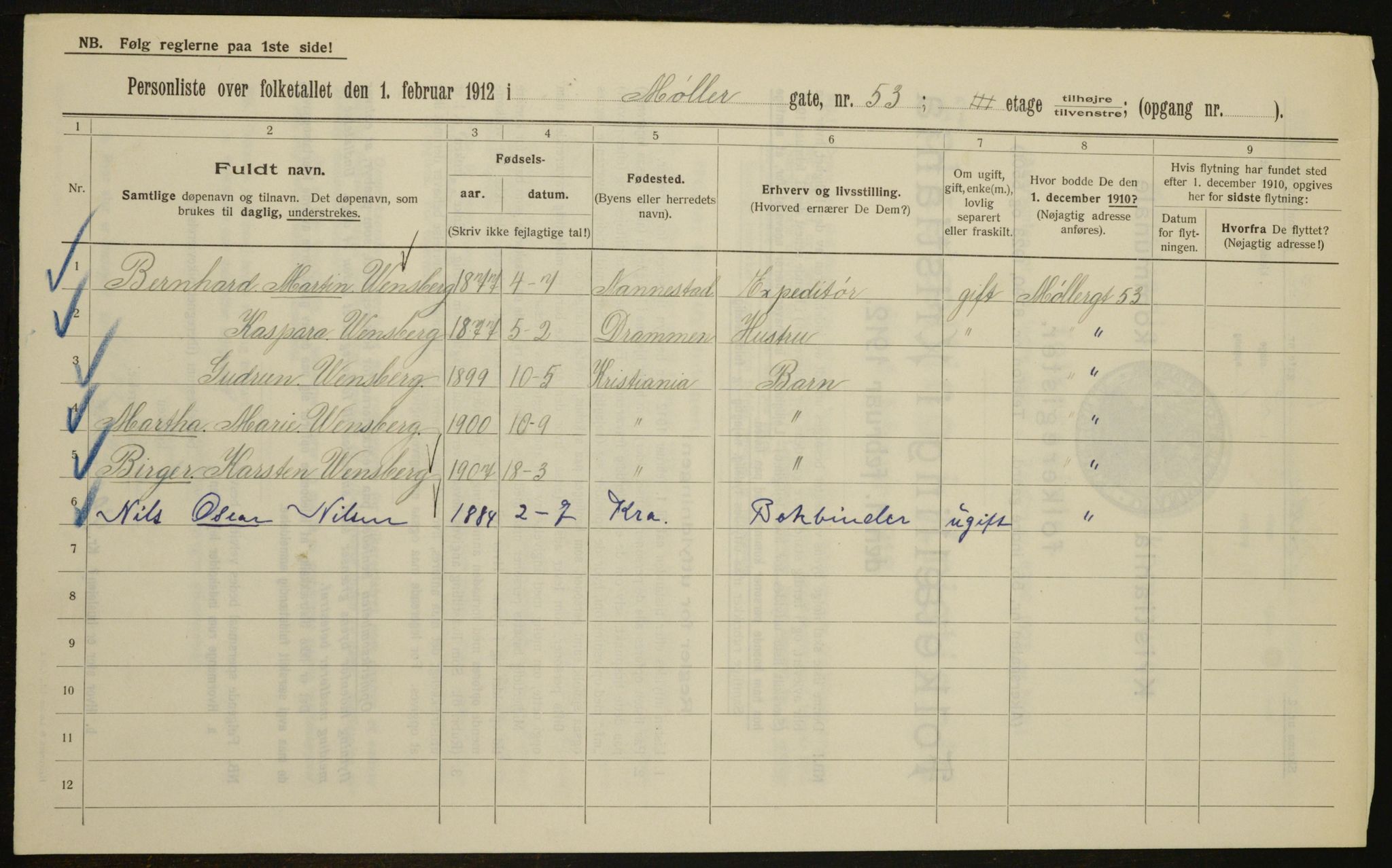 OBA, Kommunal folketelling 1.2.1912 for Kristiania, 1912, s. 69585