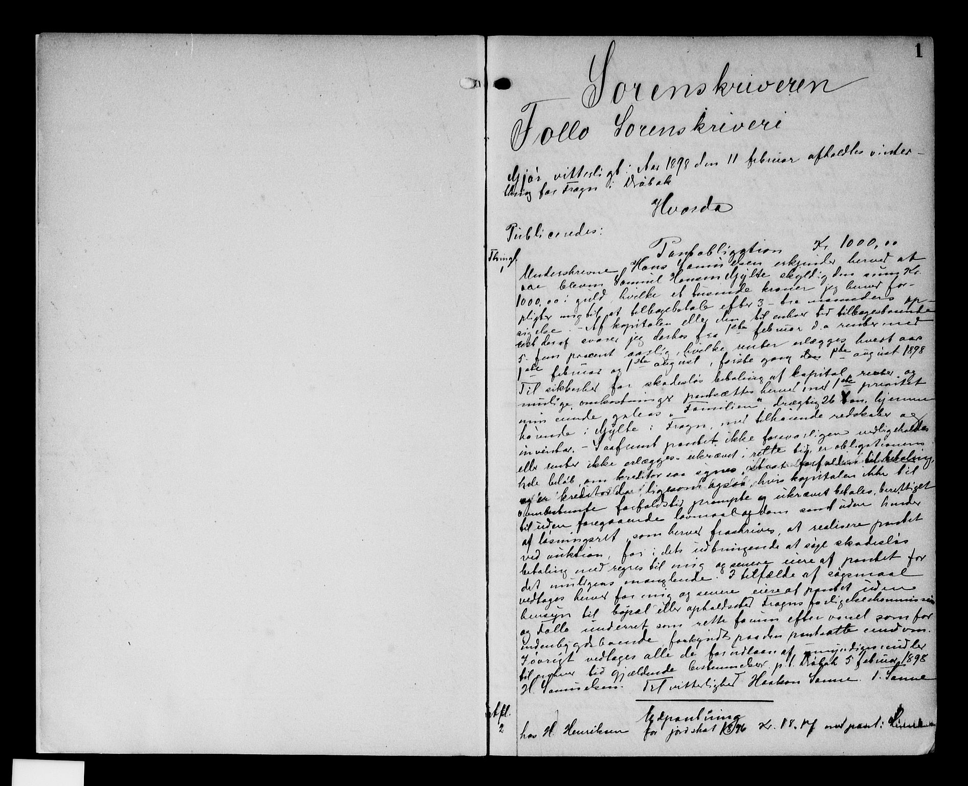 Follo sorenskriveri, AV/SAO-A-10274/G/Ga/Gaa/L0022: Pantebok nr. I 22, 1898-1900, s. 1