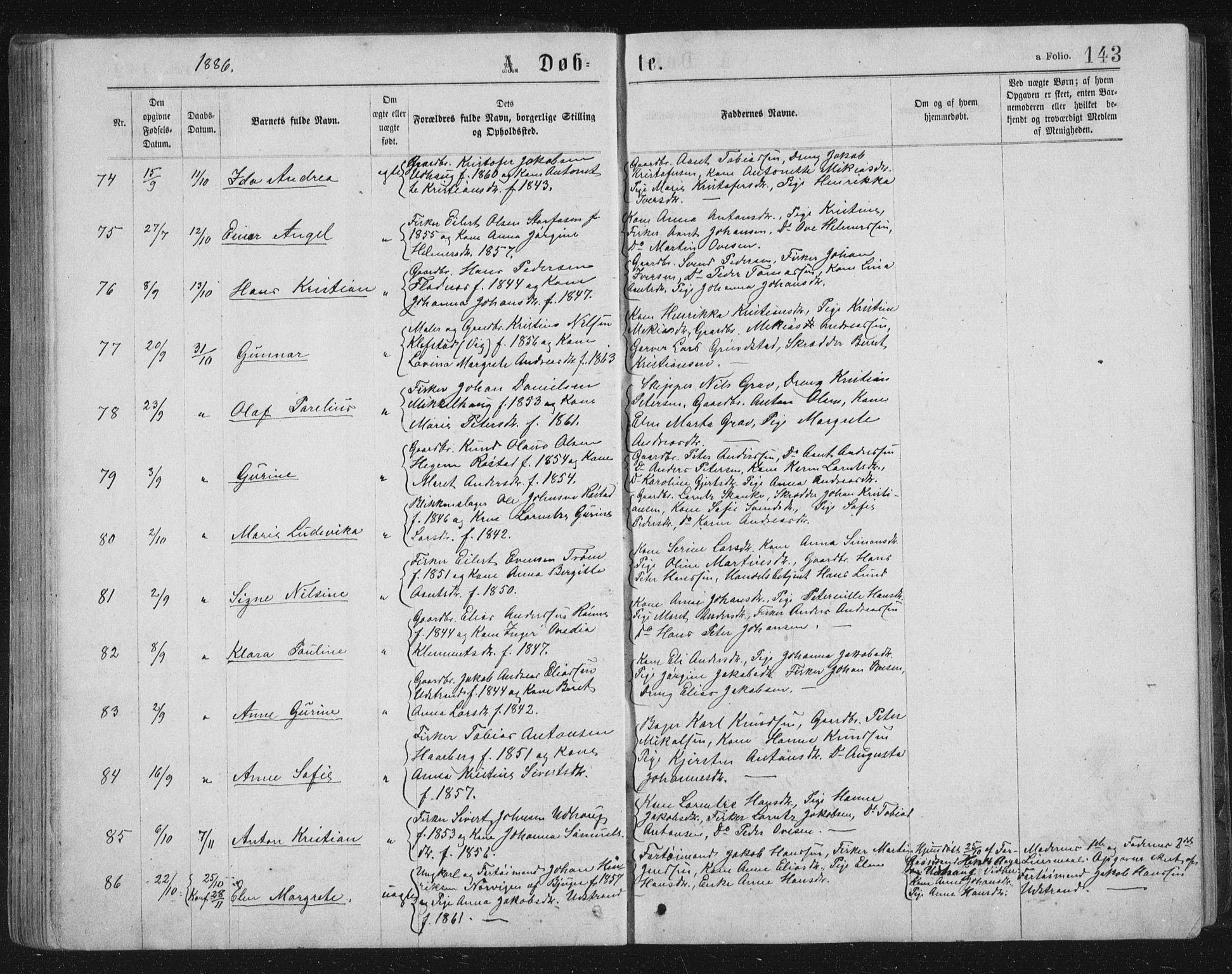 Ministerialprotokoller, klokkerbøker og fødselsregistre - Sør-Trøndelag, SAT/A-1456/659/L0745: Klokkerbok nr. 659C02, 1869-1892, s. 143