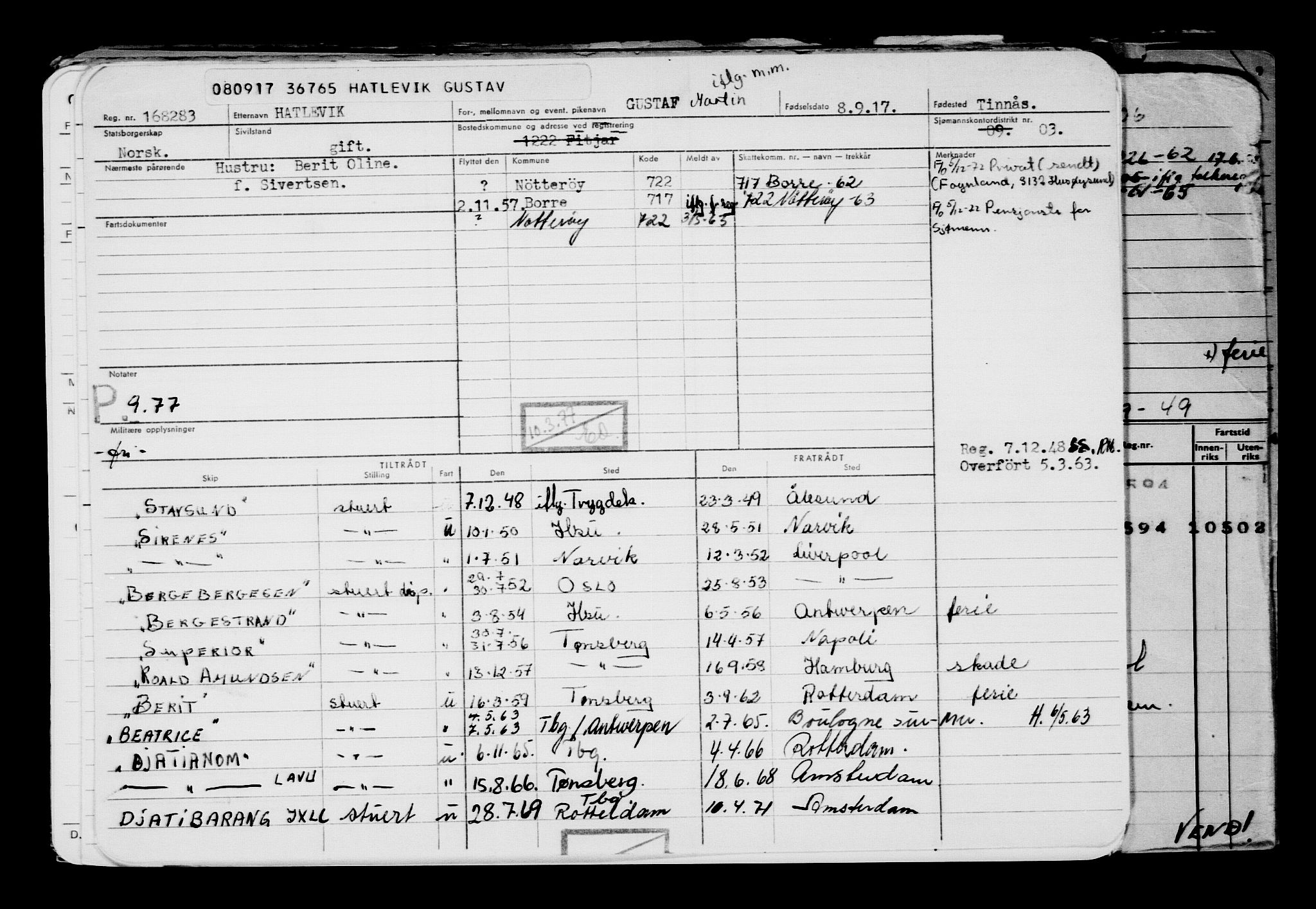 Direktoratet for sjømenn, AV/RA-S-3545/G/Gb/L0151: Hovedkort, 1917, s. 501