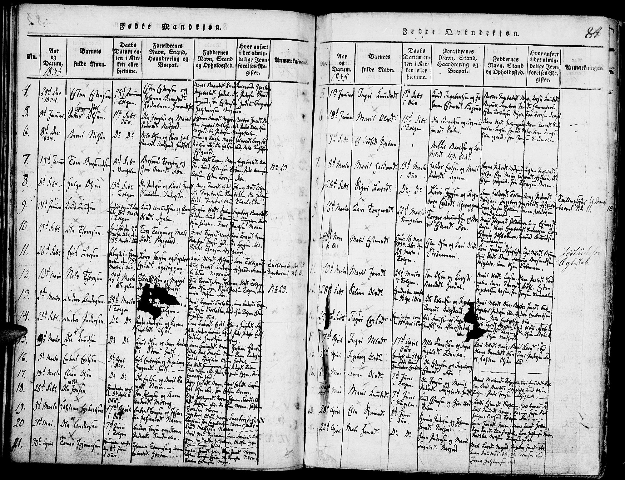 Tolga prestekontor, AV/SAH-PREST-062/K/L0004: Ministerialbok nr. 4, 1815-1836, s. 84