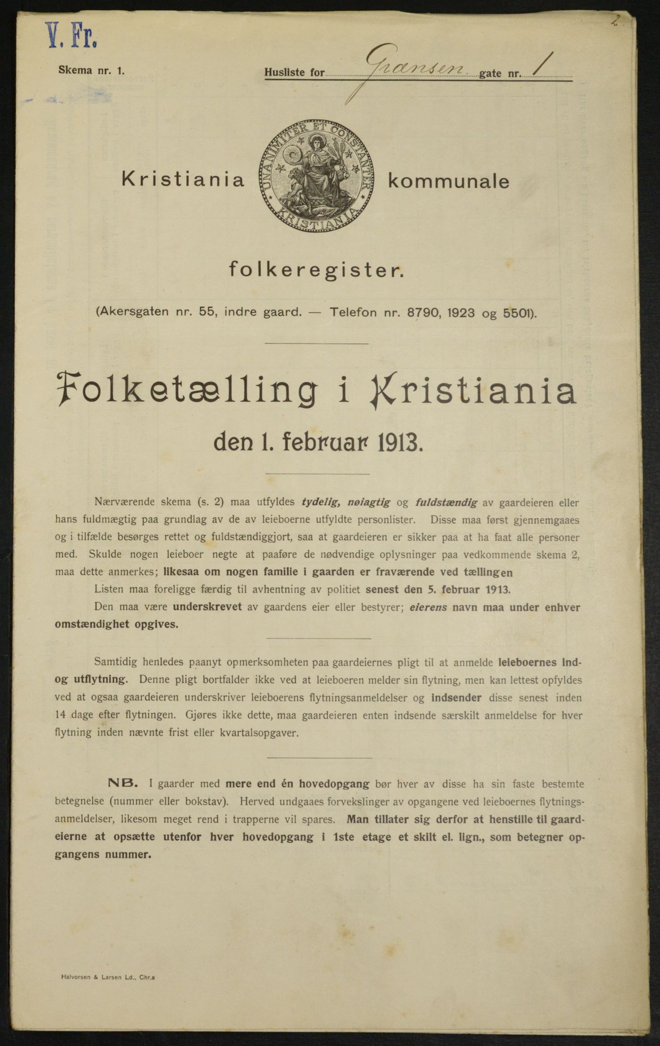 OBA, Kommunal folketelling 1.2.1913 for Kristiania, 1913, s. 29775