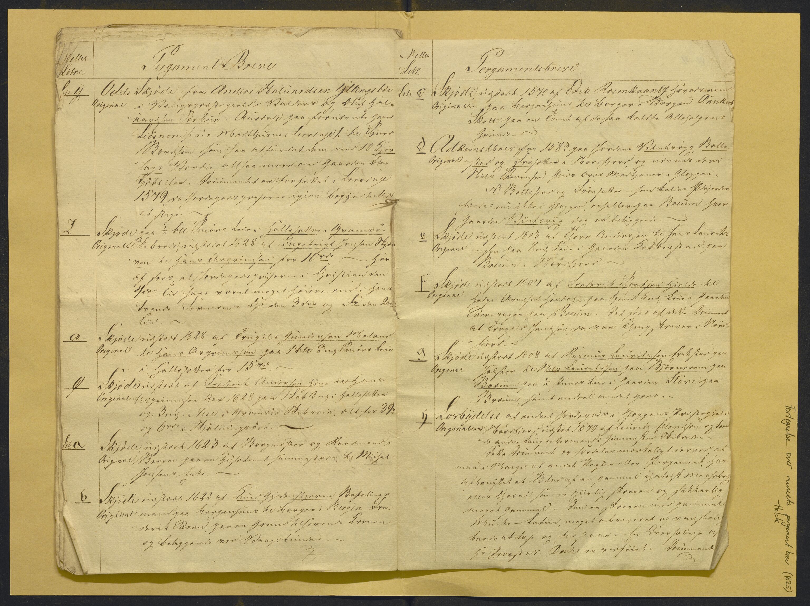 Bergens Museum, AV/SAB-A-17301/02/F/L0001: Kataloger over gjenstander og pergamentbrev , 1825-1880, s. 13