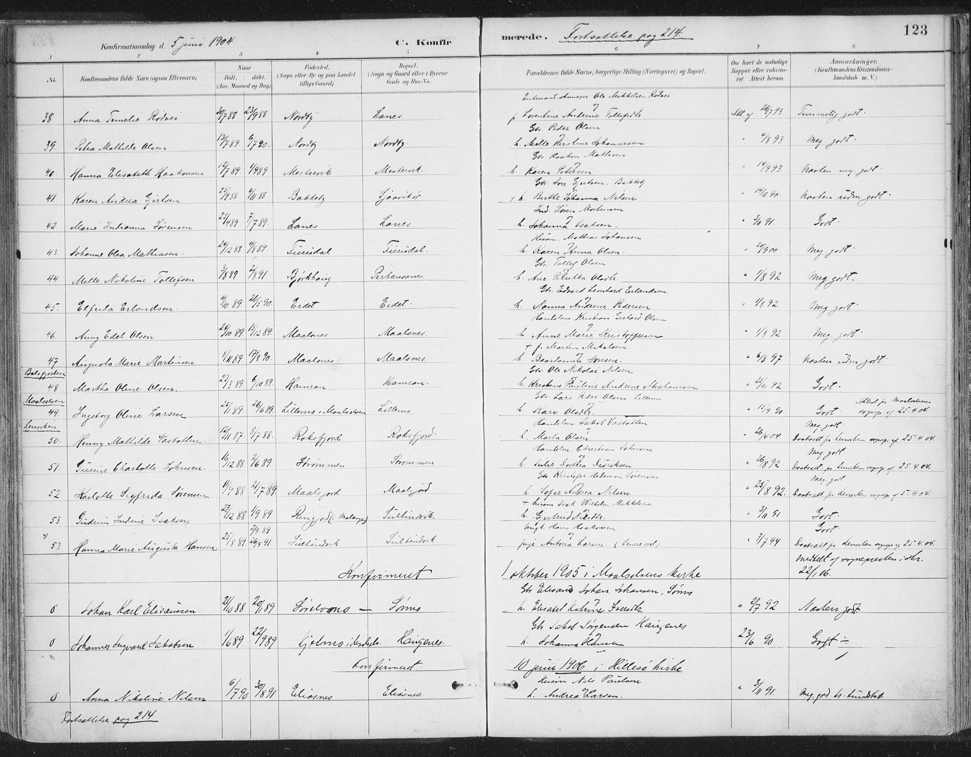 Balsfjord sokneprestembete, AV/SATØ-S-1303/G/Gaa/L0007kirke: Ministerialbok nr. 7, 1887-1909, s. 123