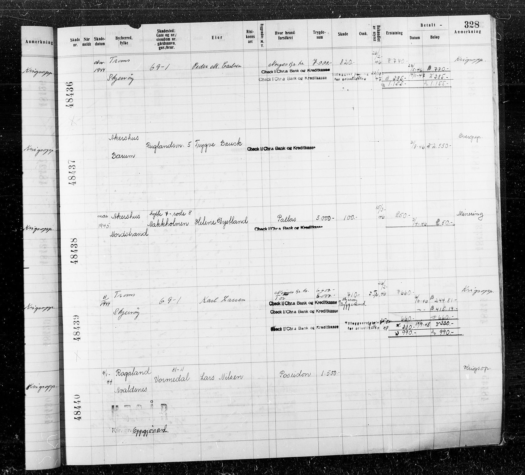 Krigsskadetrygdene for bygninger og løsøre, RA/S-1548/V/L0040: Bygning, branntrygdet, 1940-1945, s. 328