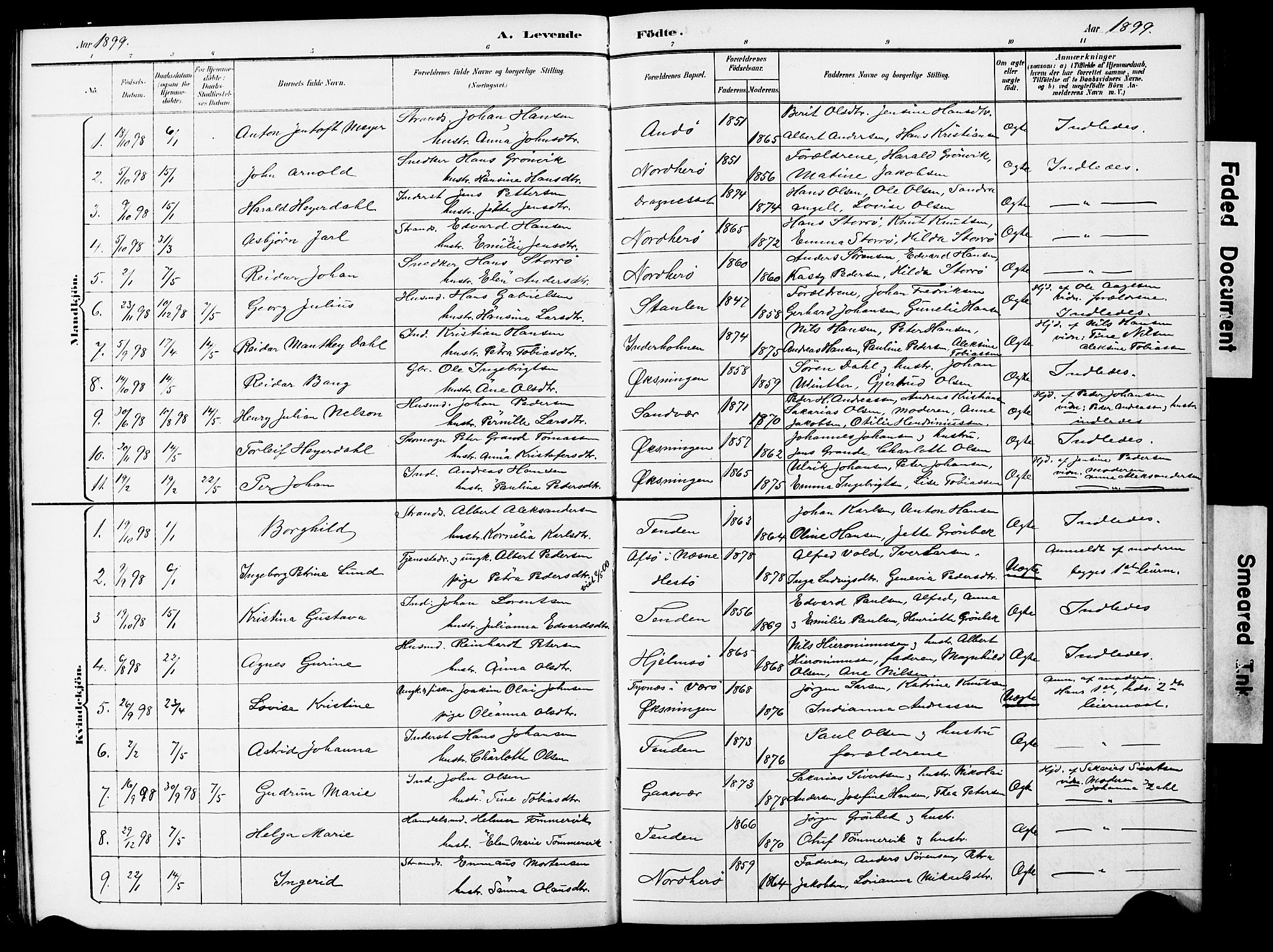 Ministerialprotokoller, klokkerbøker og fødselsregistre - Nordland, SAT/A-1459/834/L0514: Klokkerbok nr. 834C05, 1893-1901