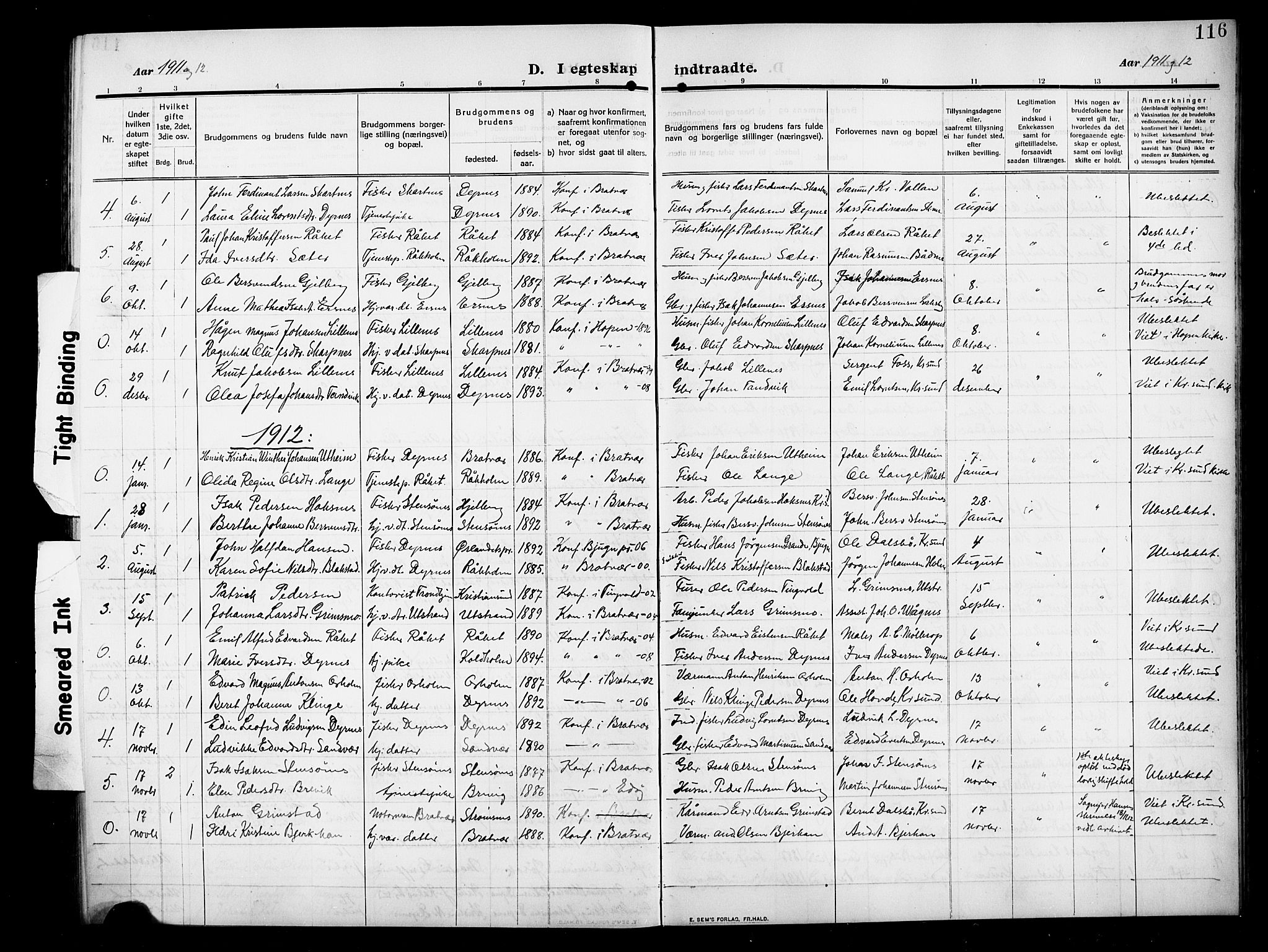 Ministerialprotokoller, klokkerbøker og fødselsregistre - Møre og Romsdal, AV/SAT-A-1454/582/L0949: Klokkerbok nr. 582C01, 1909-1925, s. 116