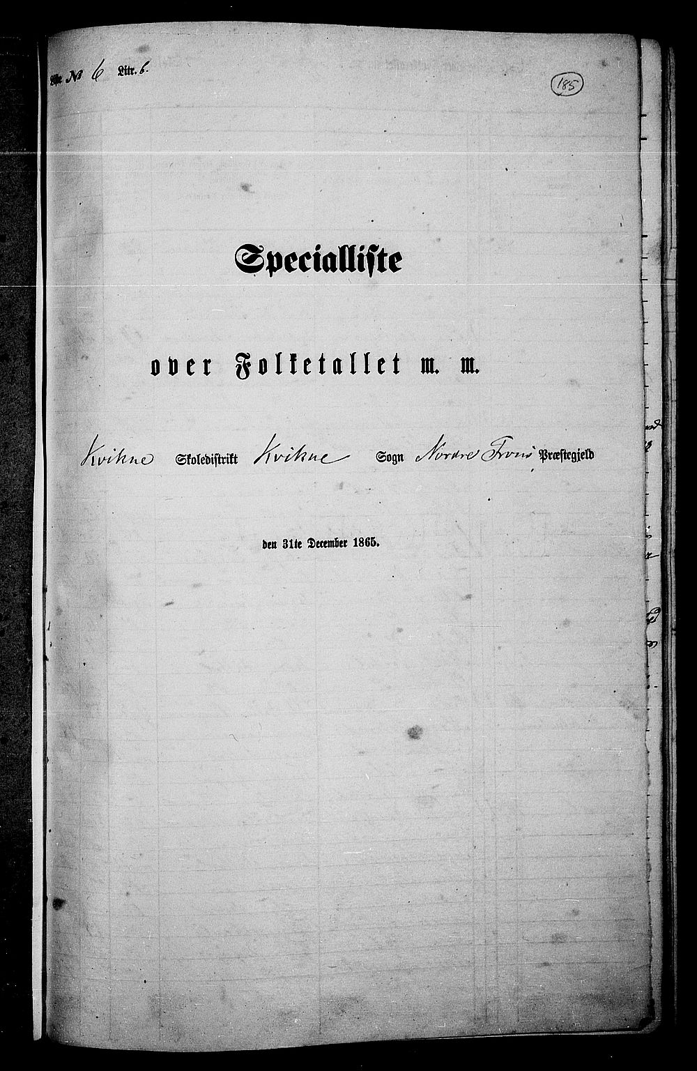 RA, Folketelling 1865 for 0518P Nord-Fron prestegjeld, 1865, s. 170