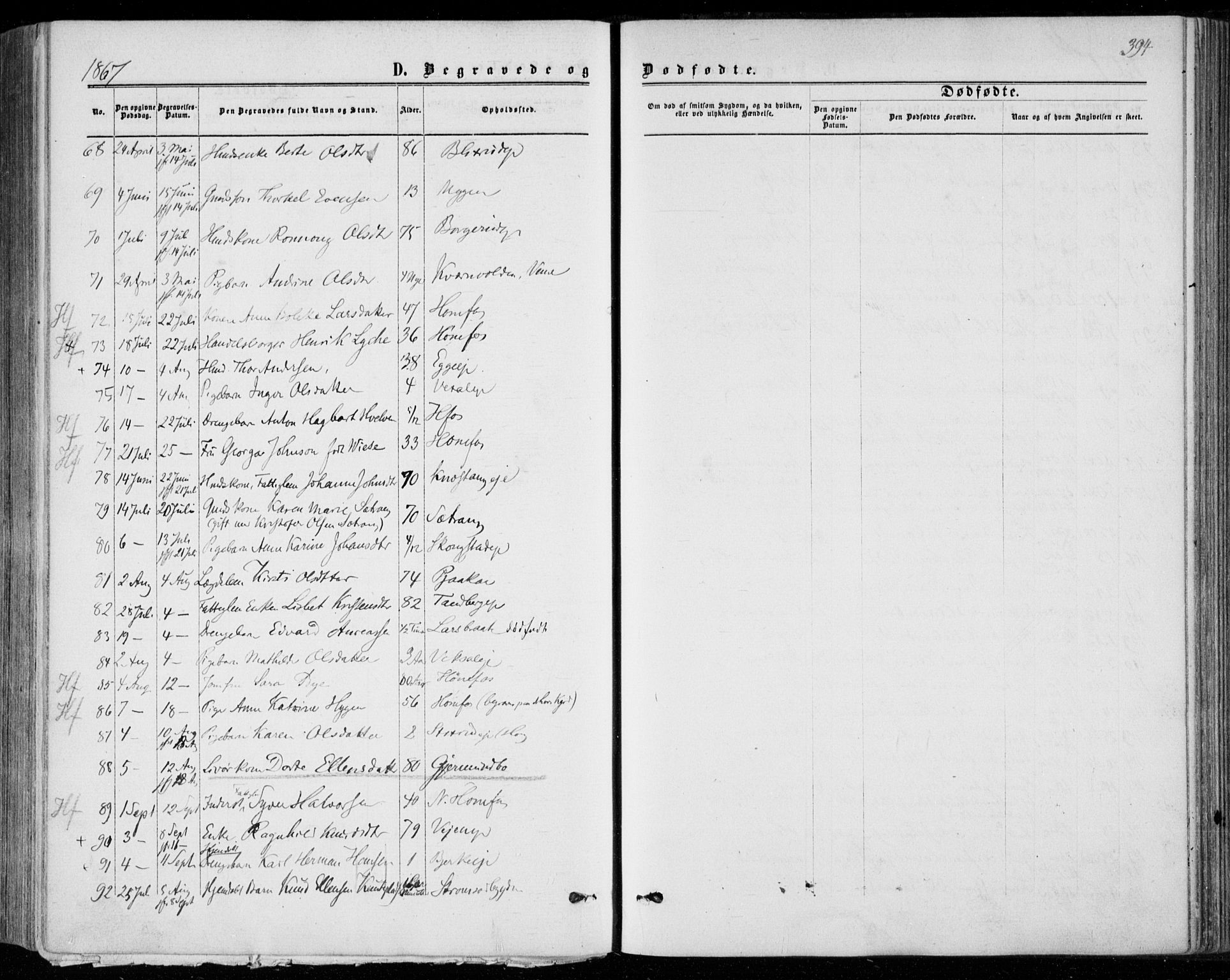 Norderhov kirkebøker, AV/SAKO-A-237/F/Fa/L0013: Ministerialbok nr. 13, 1866-1874, s. 394