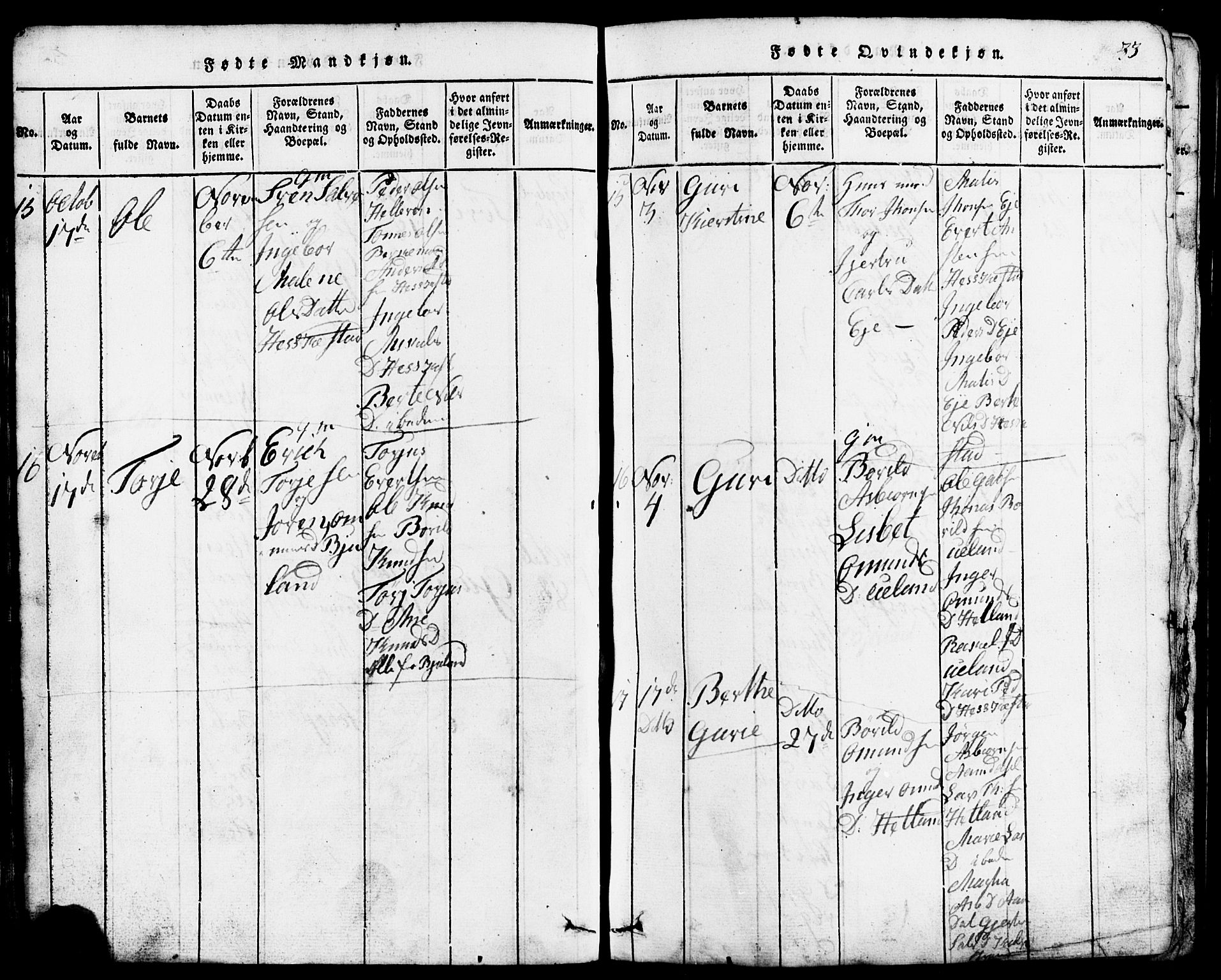 Lund sokneprestkontor, AV/SAST-A-101809/S07/L0001: Klokkerbok nr. B 1, 1815-1853, s. 33