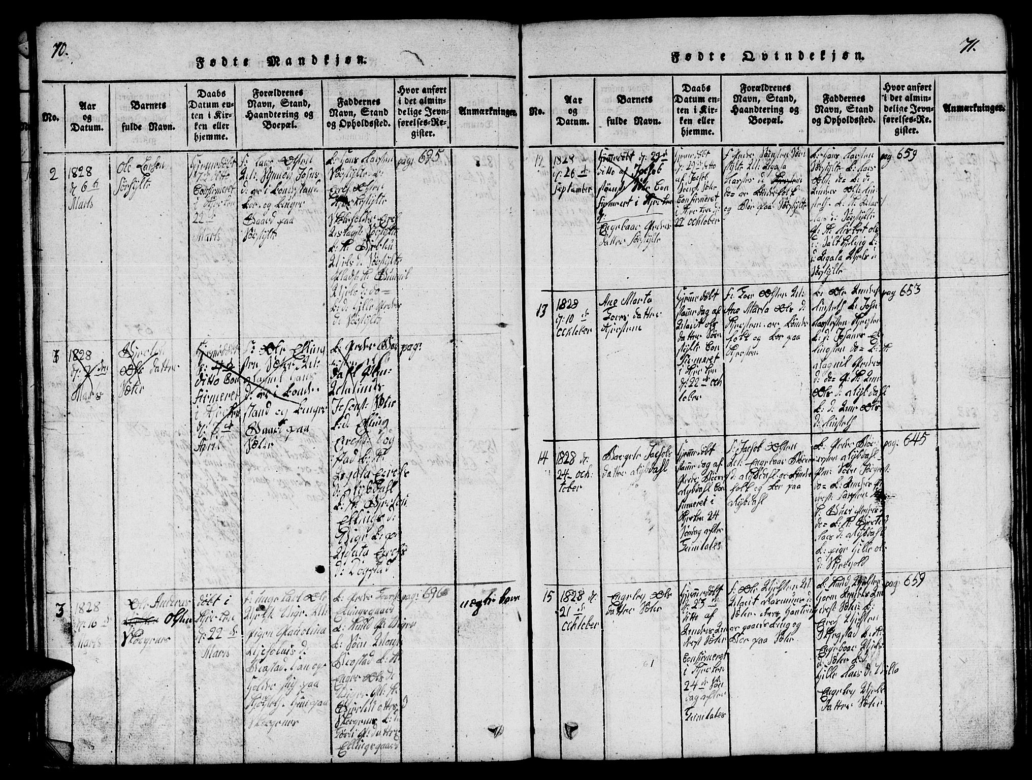 Ministerialprotokoller, klokkerbøker og fødselsregistre - Møre og Romsdal, AV/SAT-A-1454/541/L0546: Klokkerbok nr. 541C01, 1818-1856, s. 70-71