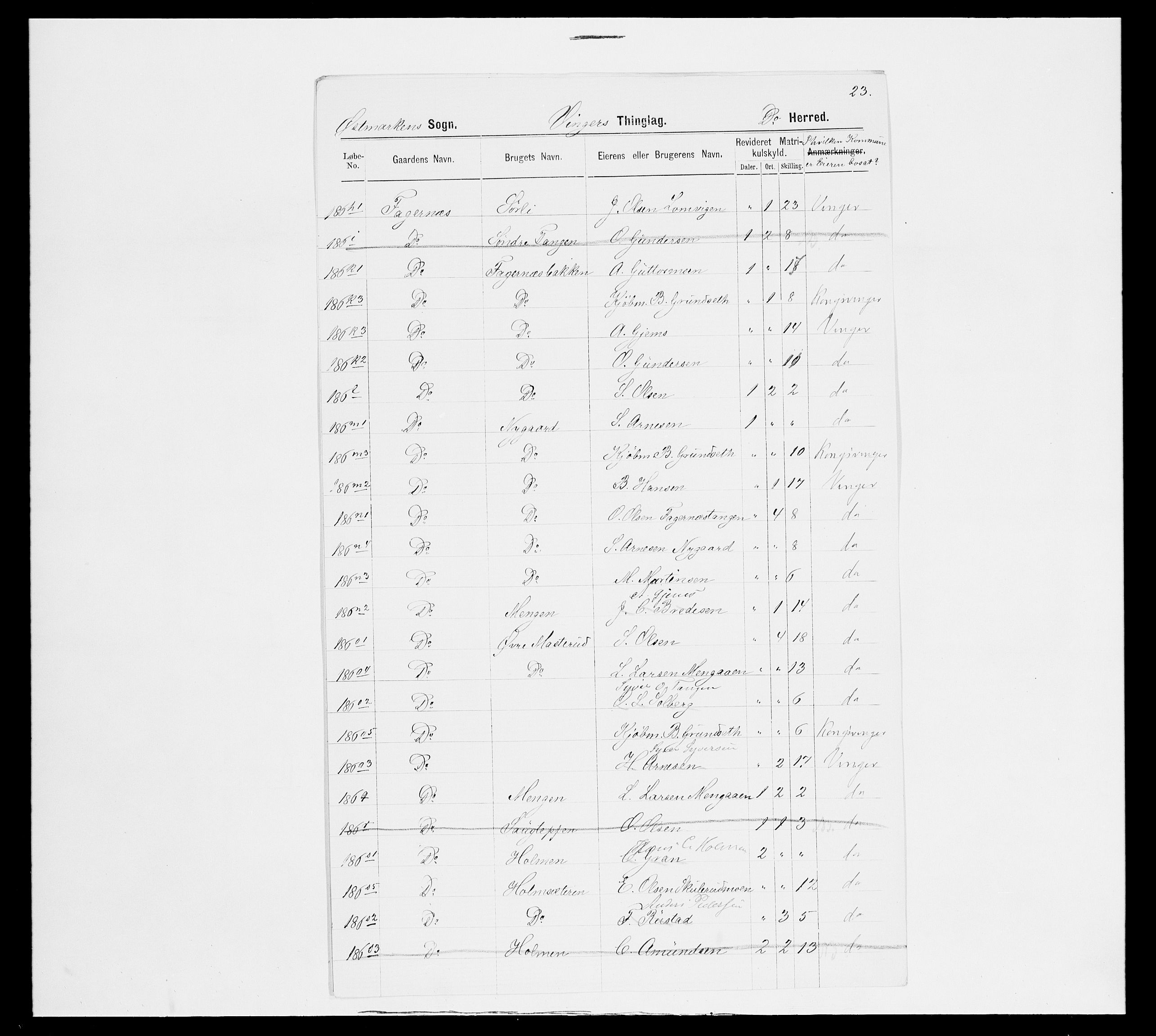 SAH, Folketelling 1875 for 0421L Vinger prestegjeld, Vinger sokn og Austmarka sokn, 1875, s. 99