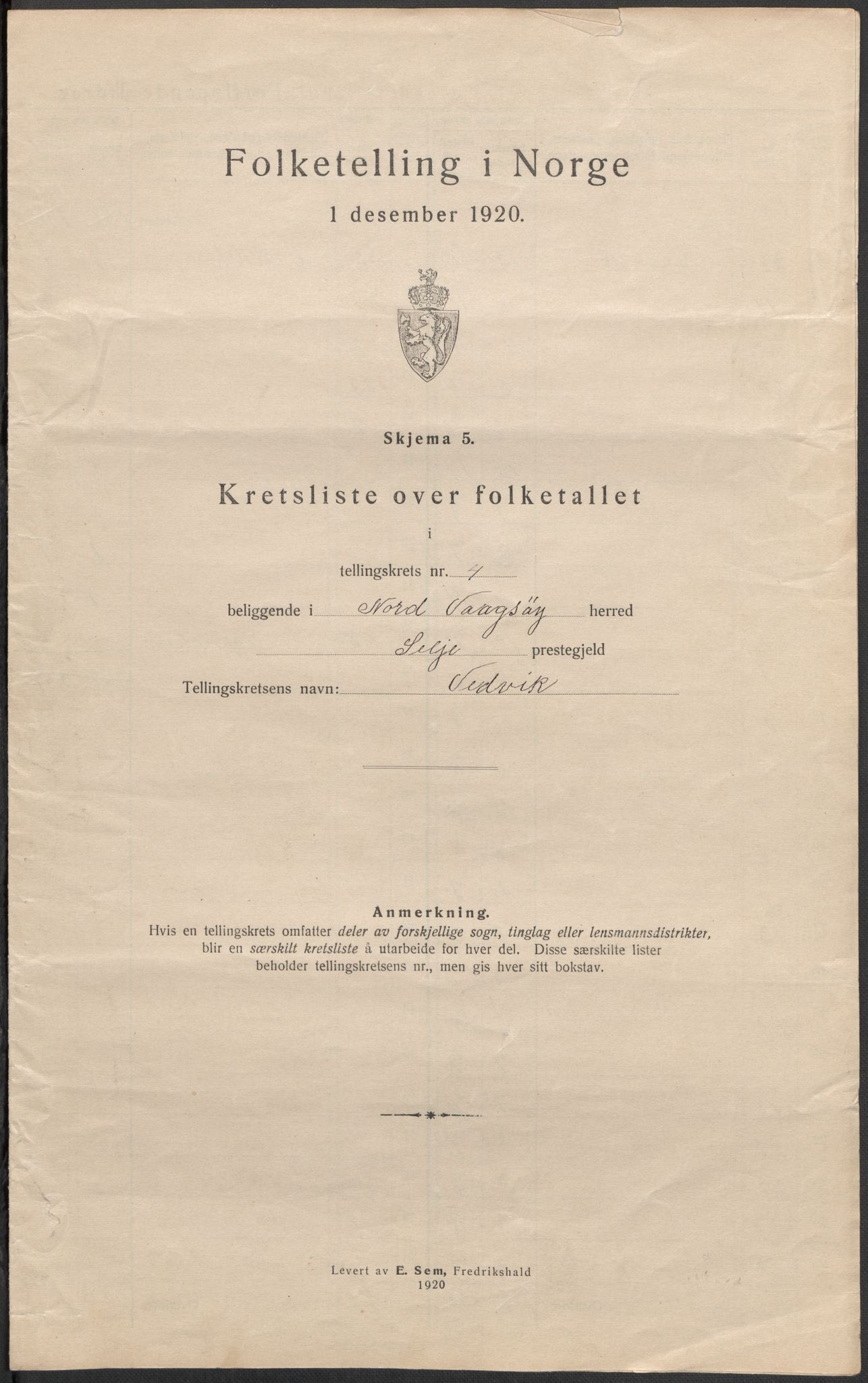 SAB, Folketelling 1920 for 1440 Nord-Vågsøy herred, 1920, s. 18