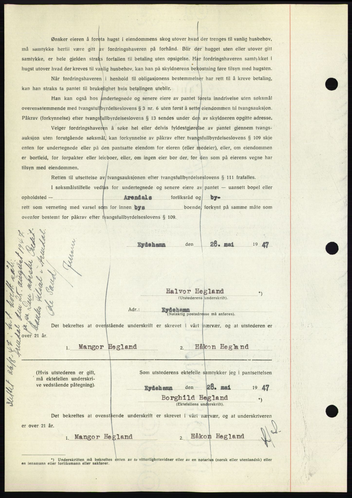 Nedenes sorenskriveri, AV/SAK-1221-0006/G/Gb/Gbb/L0004: Pantebok nr. B4, 1947-1947, Dagboknr: 681/1947