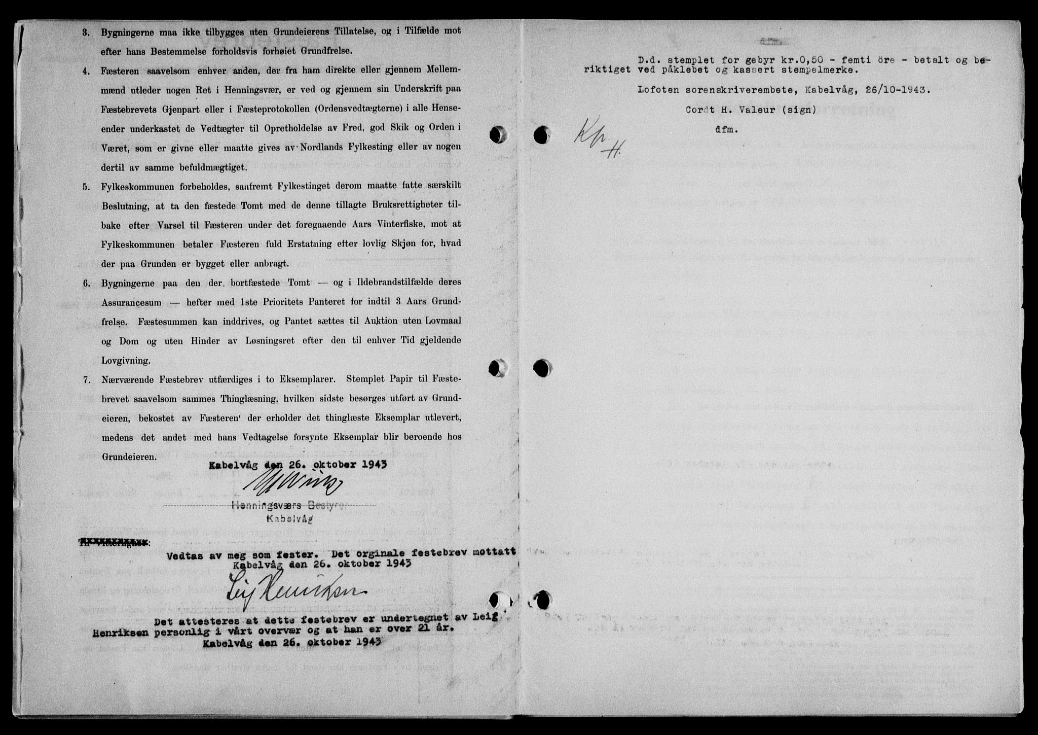 Lofoten sorenskriveri, SAT/A-0017/1/2/2C/L0011a: Pantebok nr. 11a, 1943-1943, Dagboknr: 1271/1943