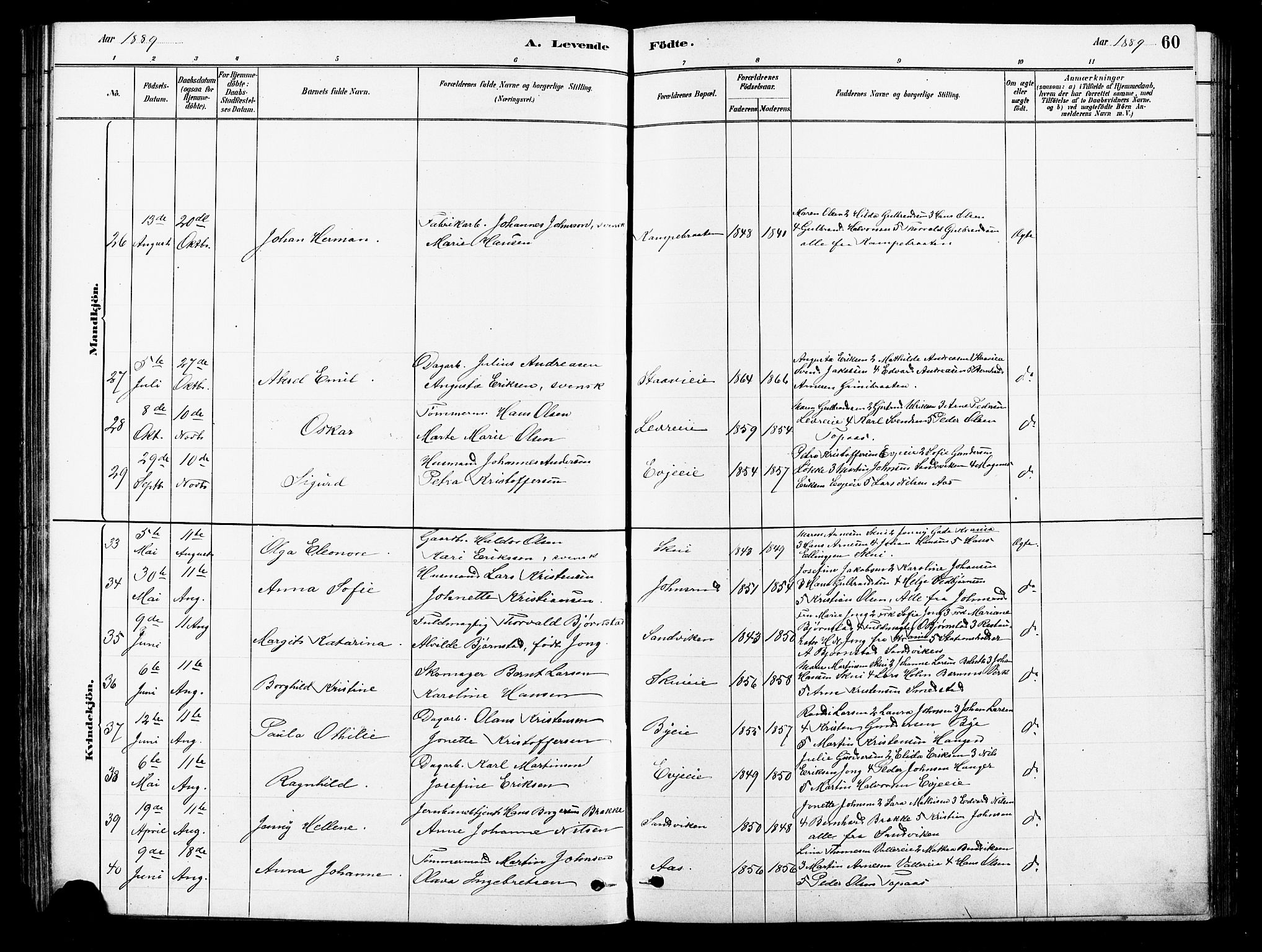 Asker prestekontor Kirkebøker, AV/SAO-A-10256a/F/Fb/L0001: Ministerialbok nr. II 1, 1879-1895, s. 60