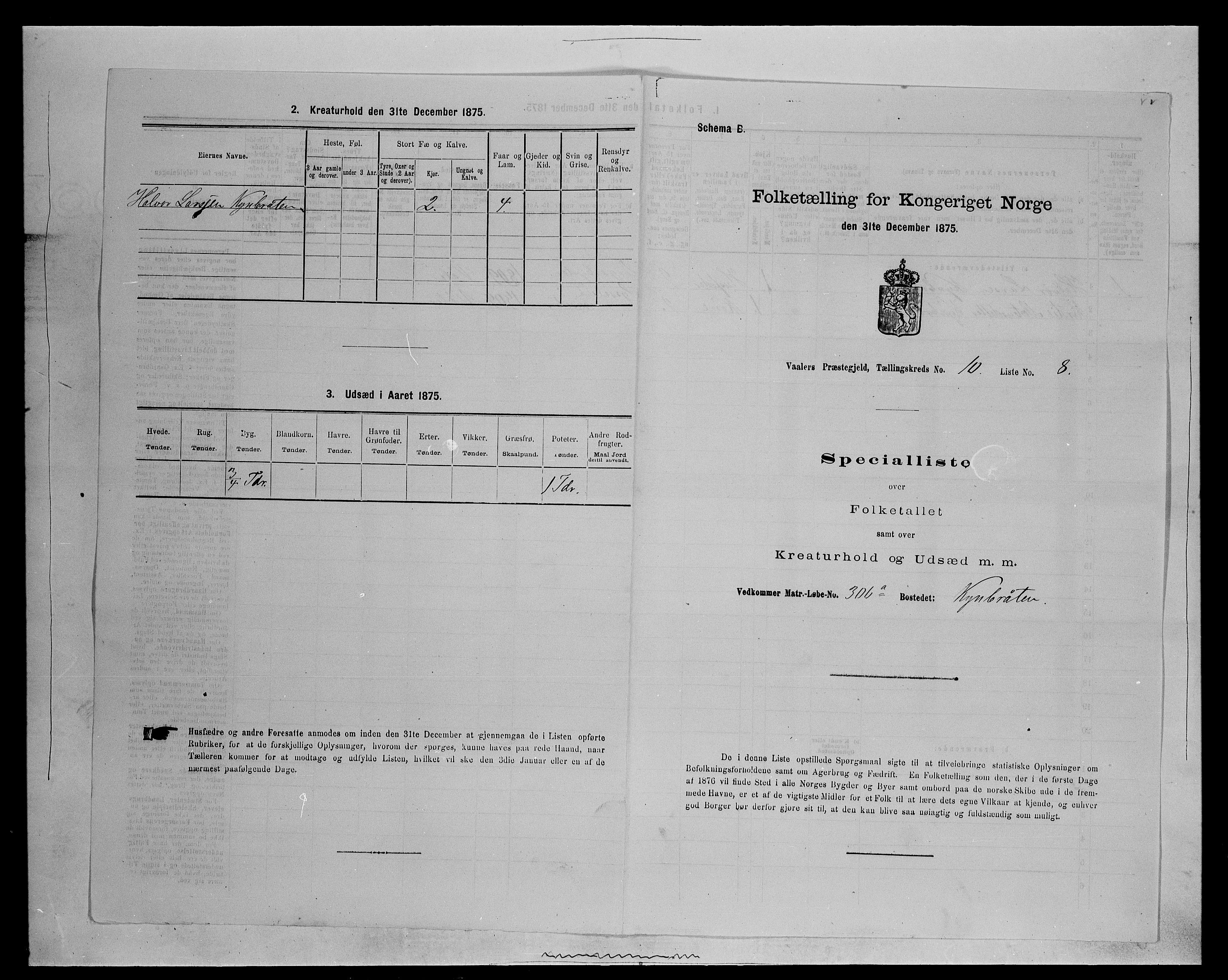 SAH, Folketelling 1875 for 0426P Våler prestegjeld (Hedmark), 1875, s. 1304