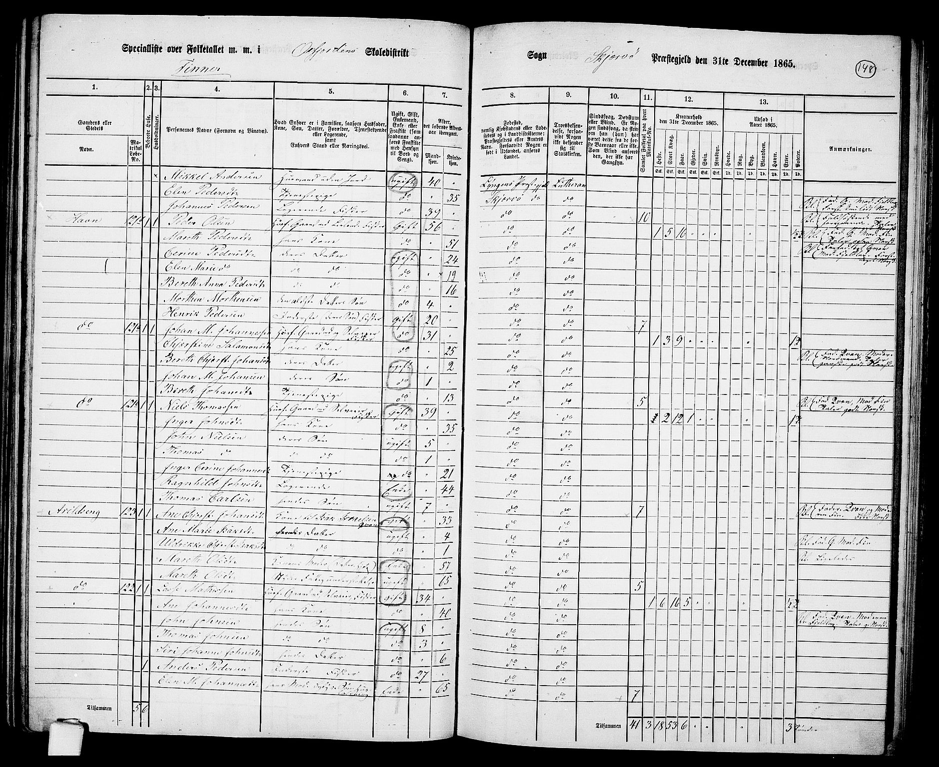 RA, Folketelling 1865 for 1941P Skjervøy prestegjeld, 1865, s. 30