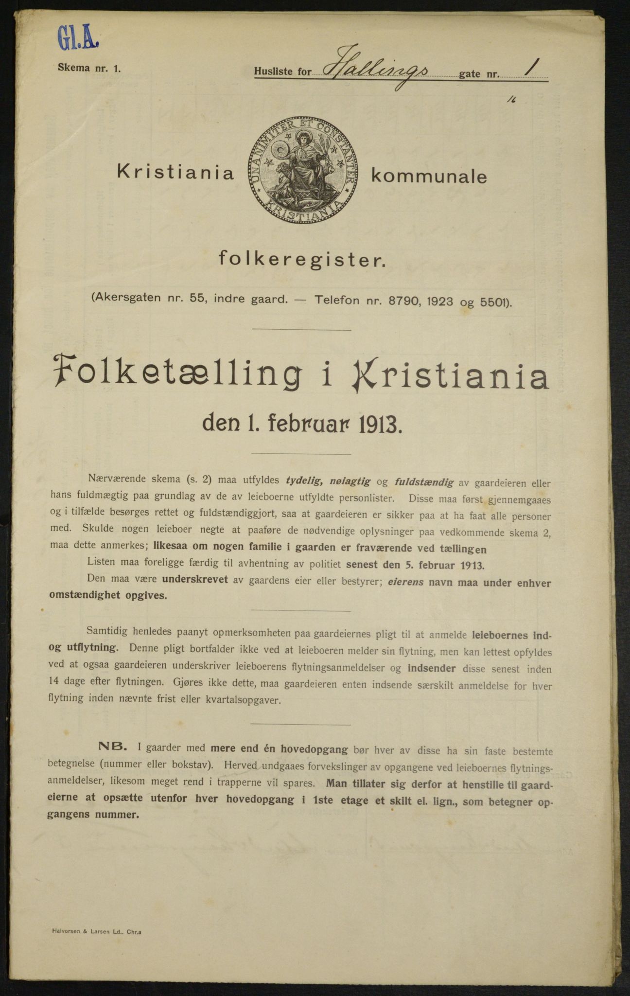 OBA, Kommunal folketelling 1.2.1913 for Kristiania, 1913, s. 34092